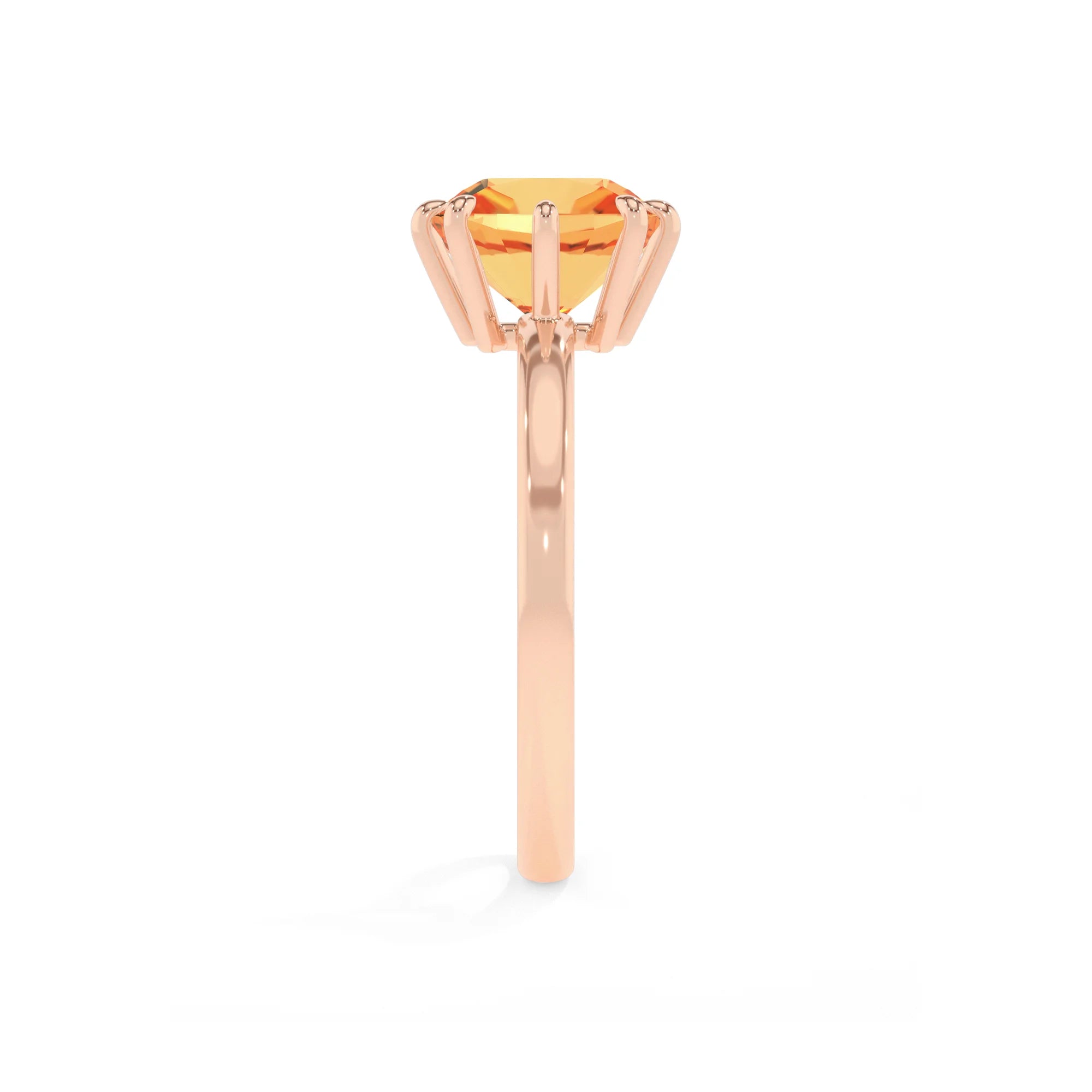 lab grown citrine cushion solitaire rings in rose gold 