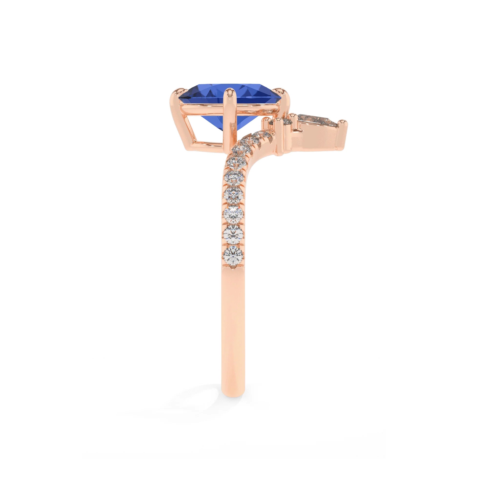 lab grown blue-sapphire oval solitaire rings in rose gold 