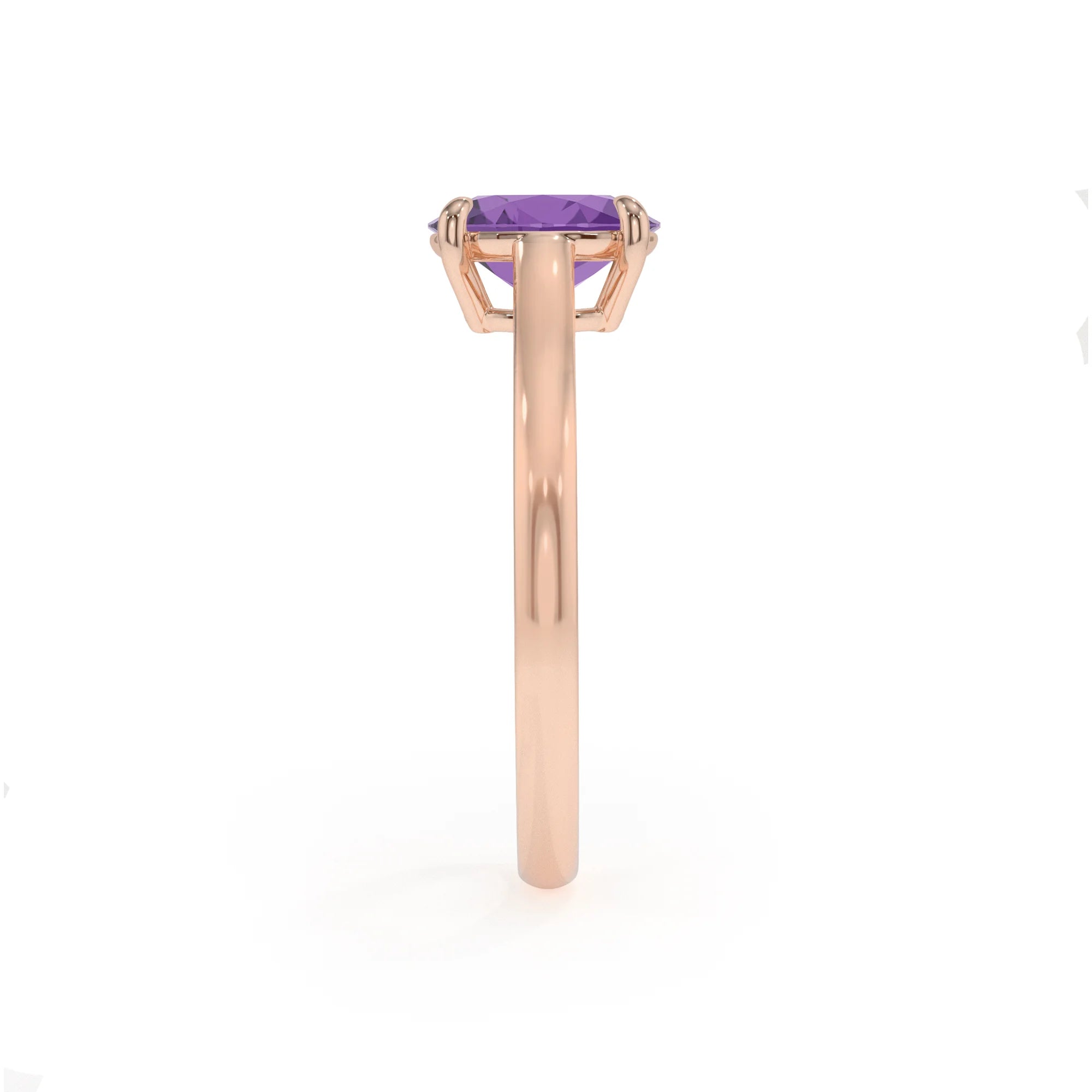 lab grown amethyst oval solitaire rings in rose gold 