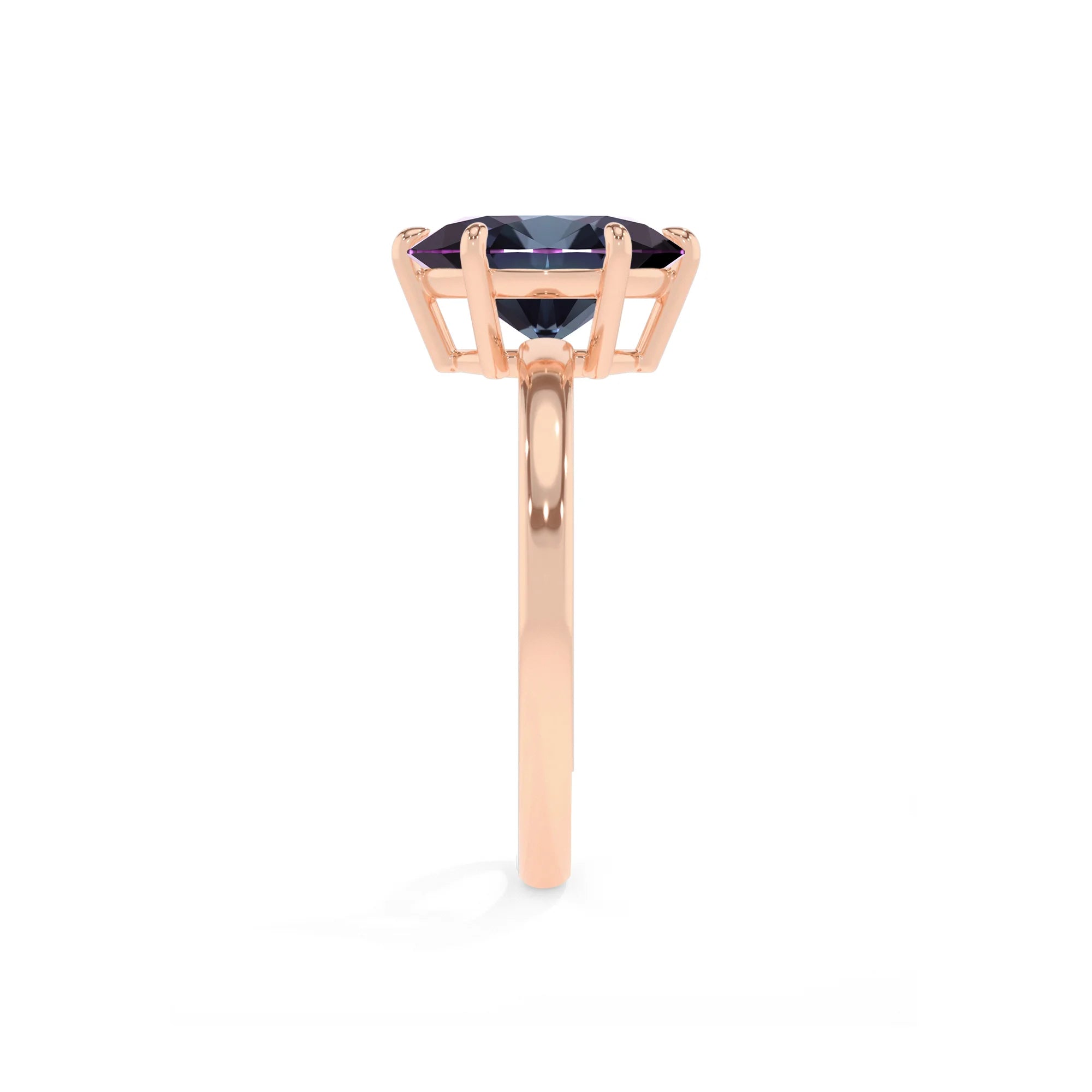 lab grown alexandrite oval solitaire rings in rose gold 