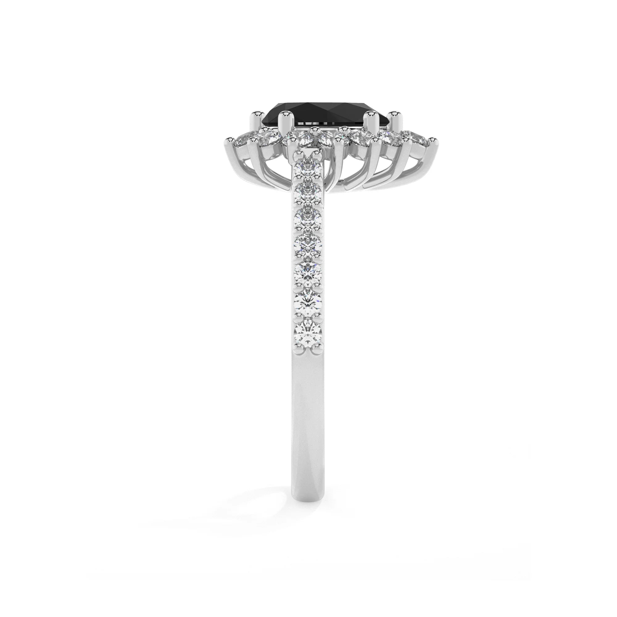 natural black-onyx pear solitaire rings in white gold 