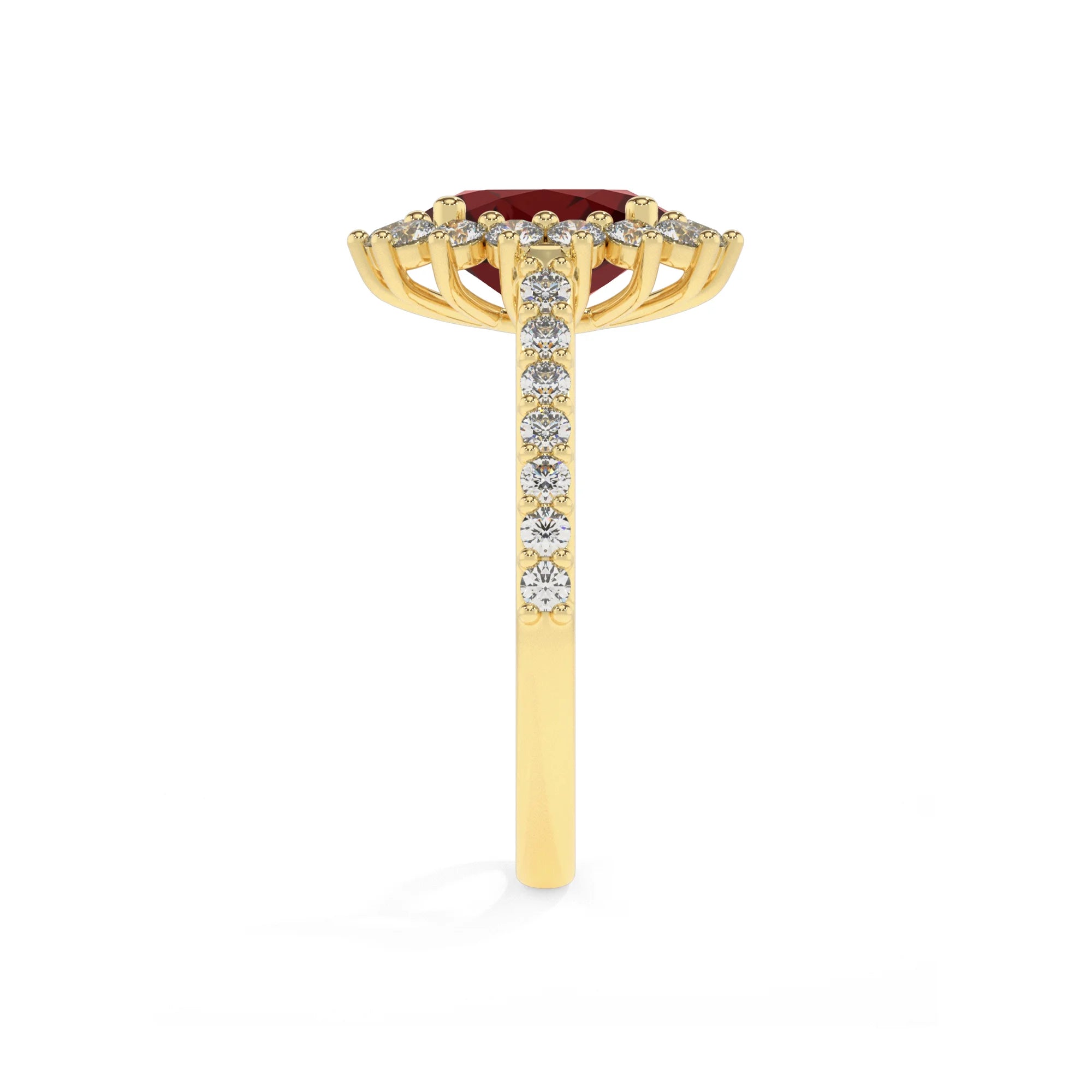 natural garnet oval solitaire rings in yellow gold 