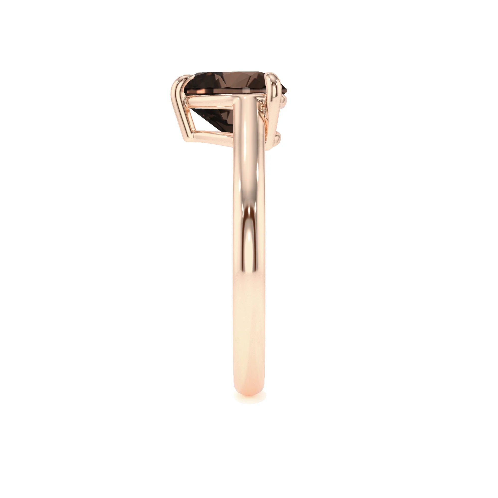 natural smoky-quartz heart solitaire rings in rose gold 