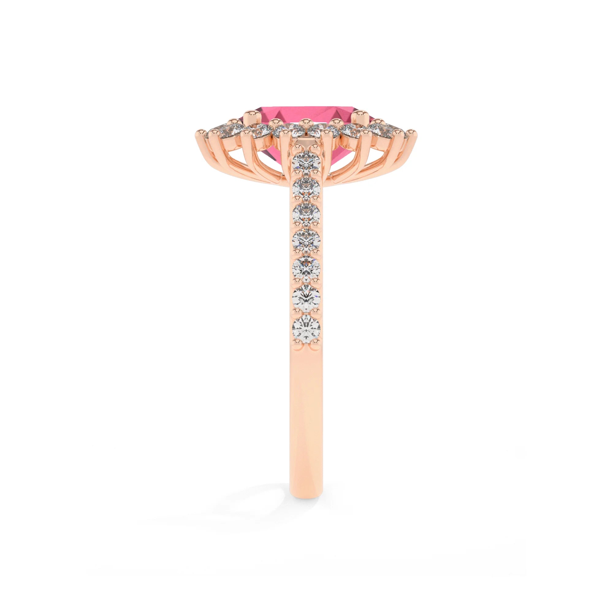 lab grown pink-tourmaline oval solitaire rings in rose gold 
