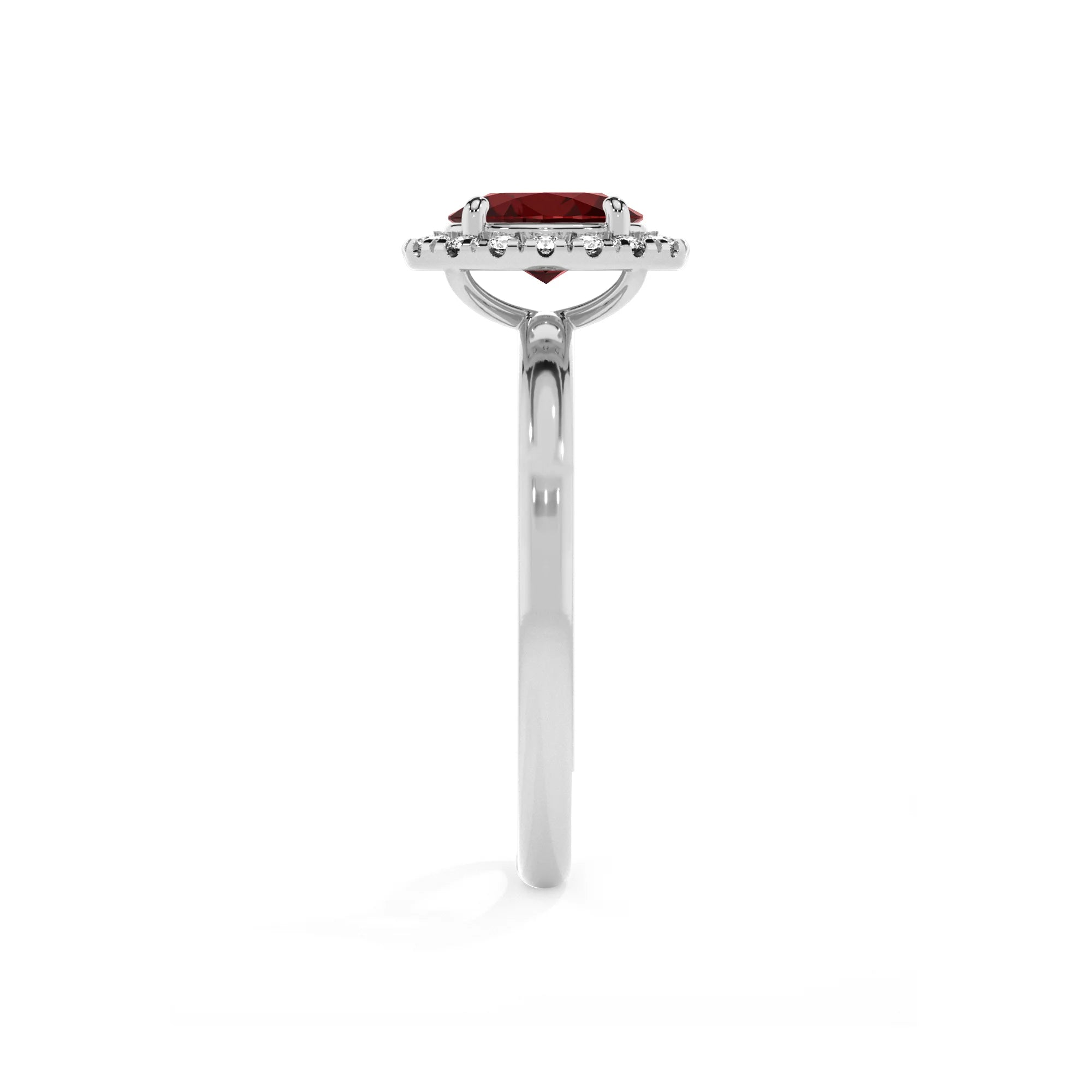 natural garnet oval solitaire rings in white gold 
