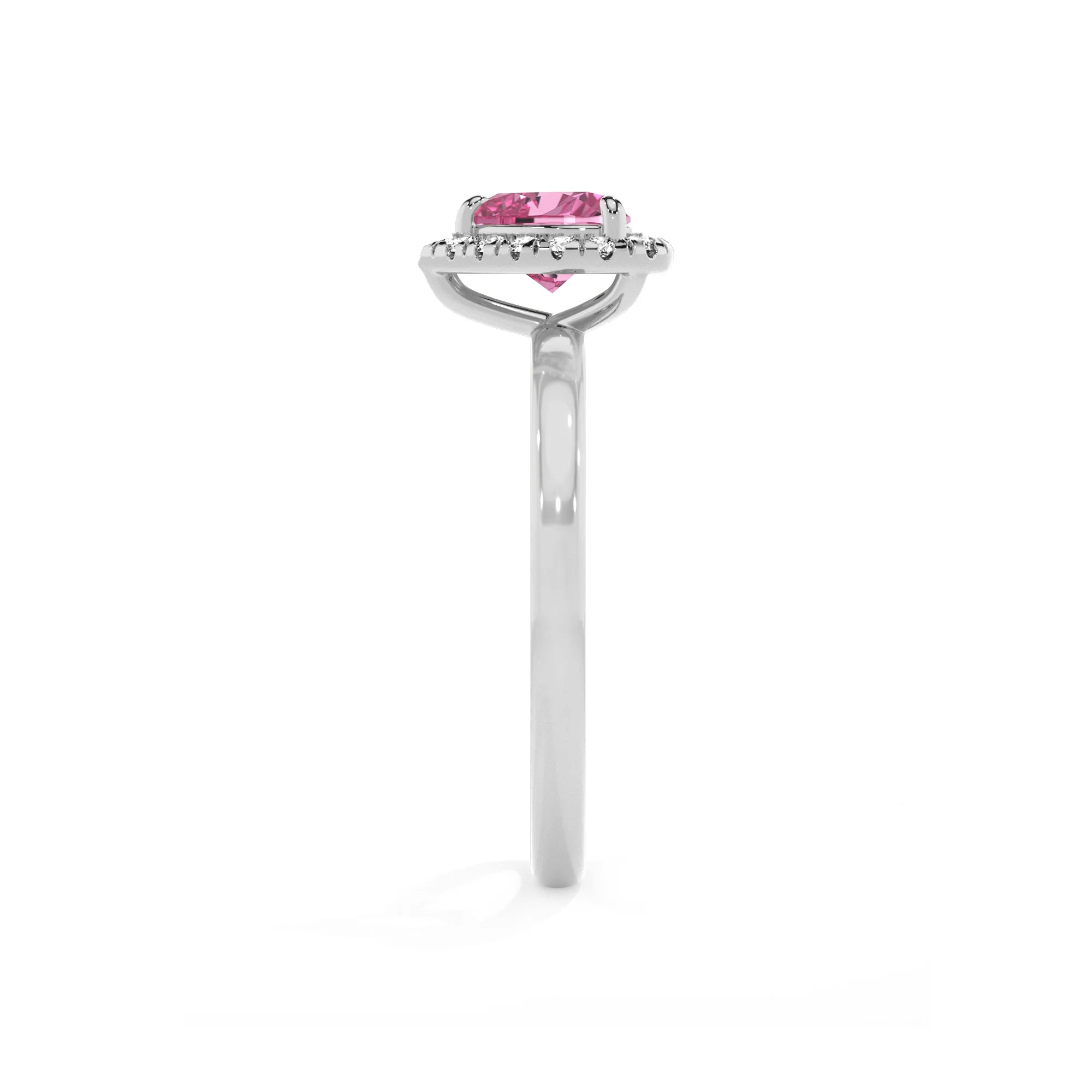 lab grown pink-sapphire heart solitaire rings in platinum 