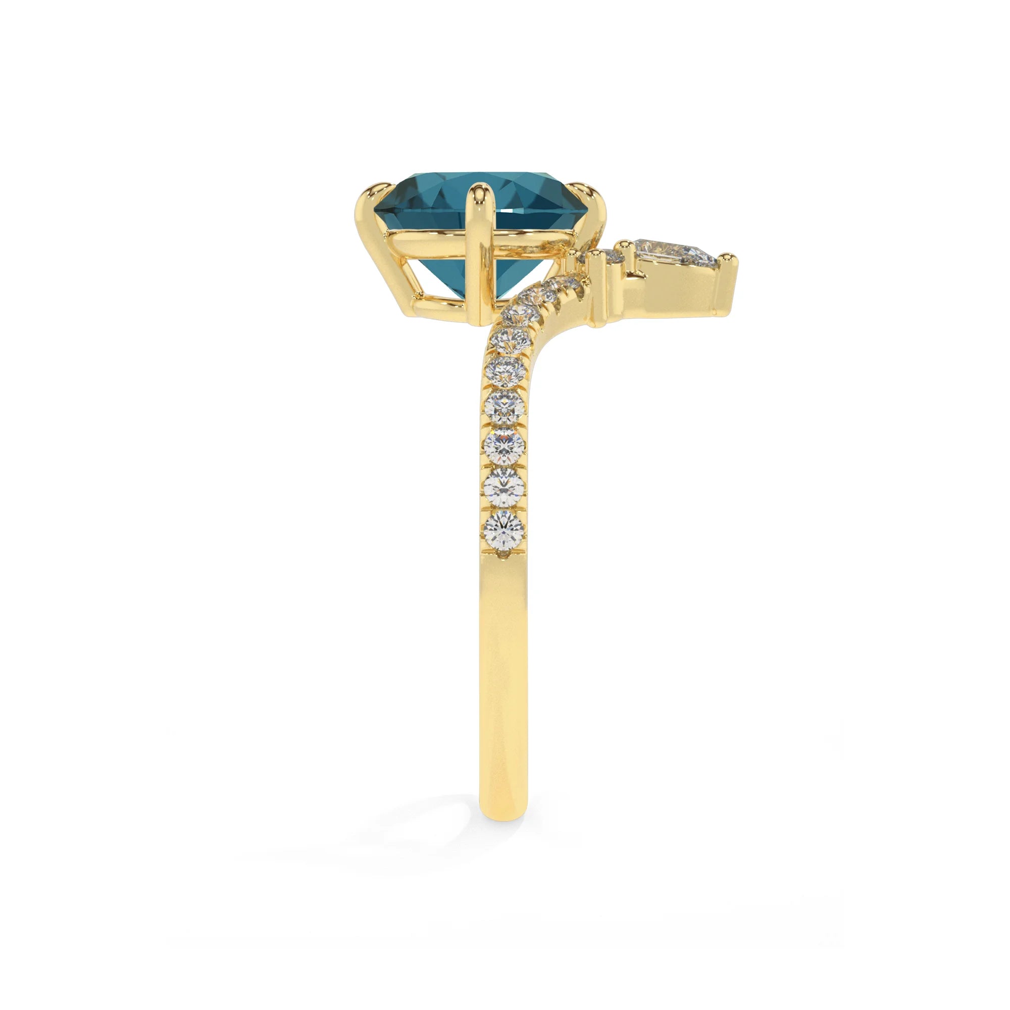 natural london-blue-topaz round solitaire rings in yellow gold 