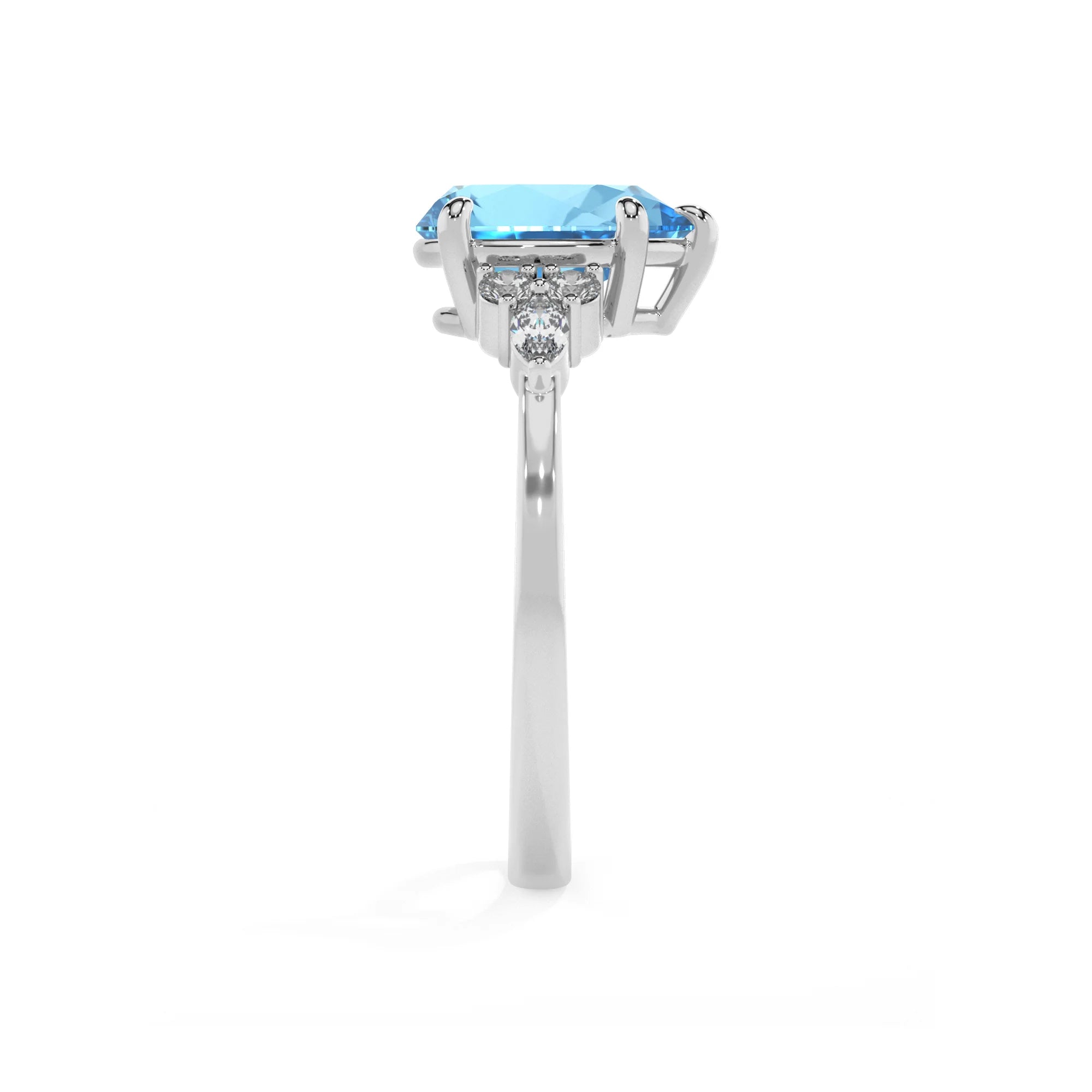 natural swiss-blue-topaz pear solitaire rings in sterling silver 