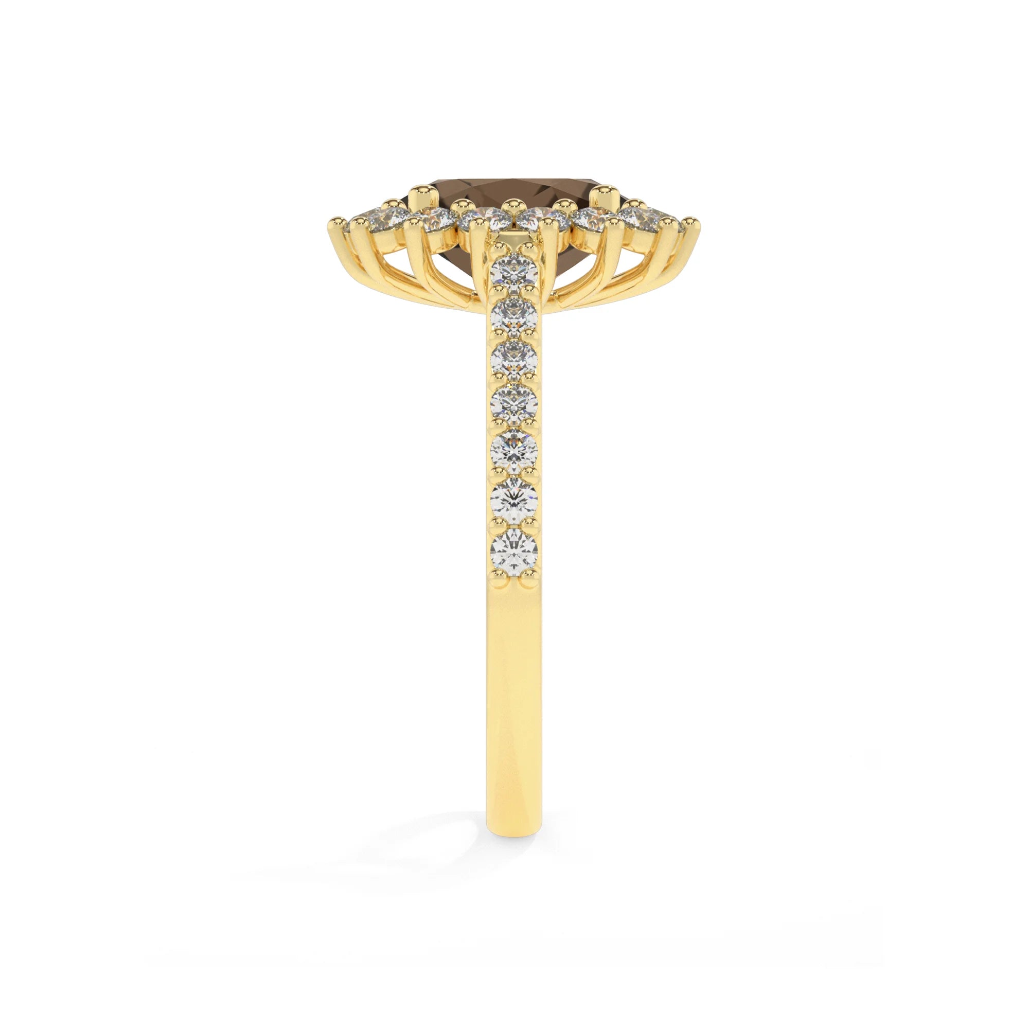natural smoky-quartz oval solitaire rings in yellow gold 