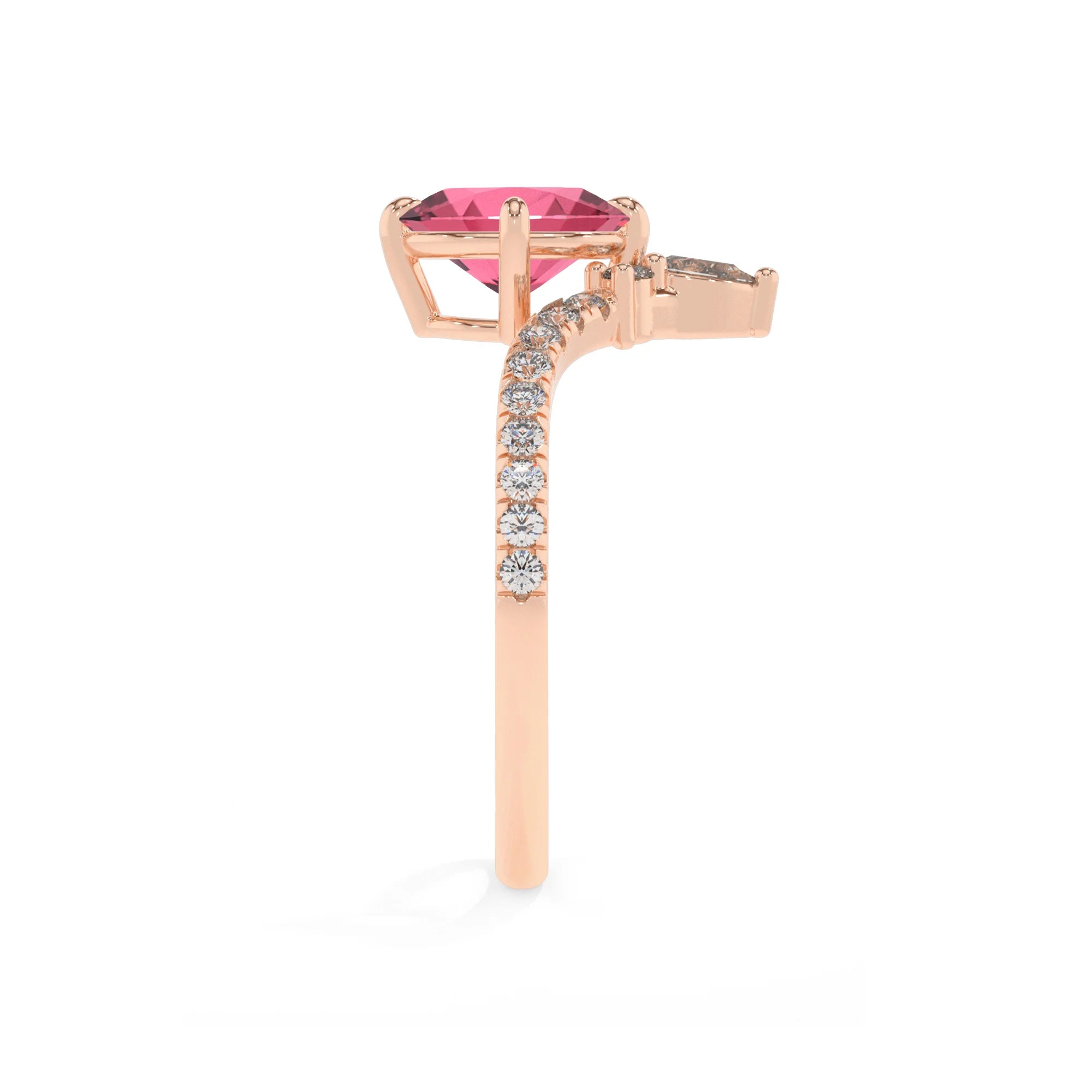lab grown pink-tourmaline oval solitaire rings in rose gold 