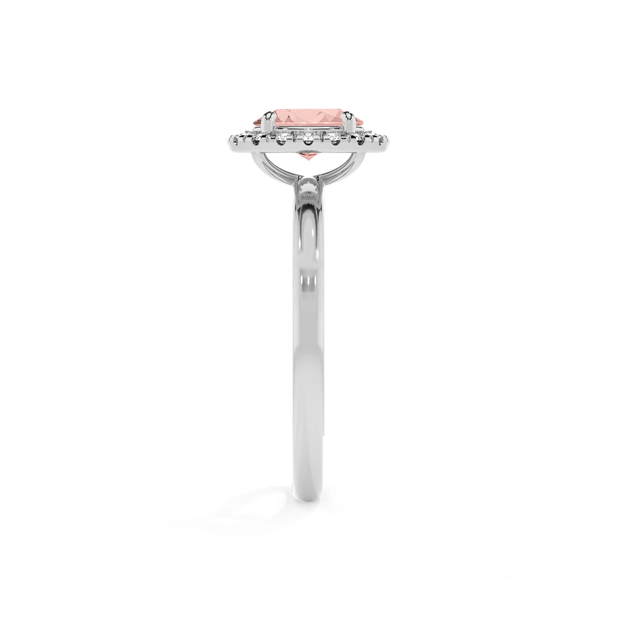 lab grown morganite oval solitaire rings in platinum 