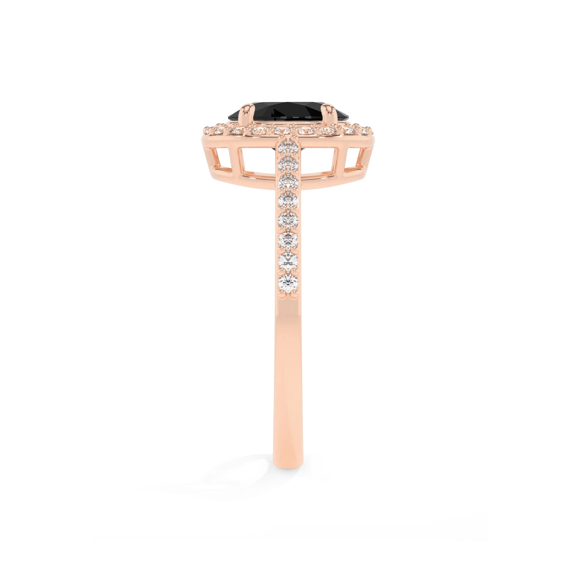 natural black-onyx oval solitaire rings in rose gold 