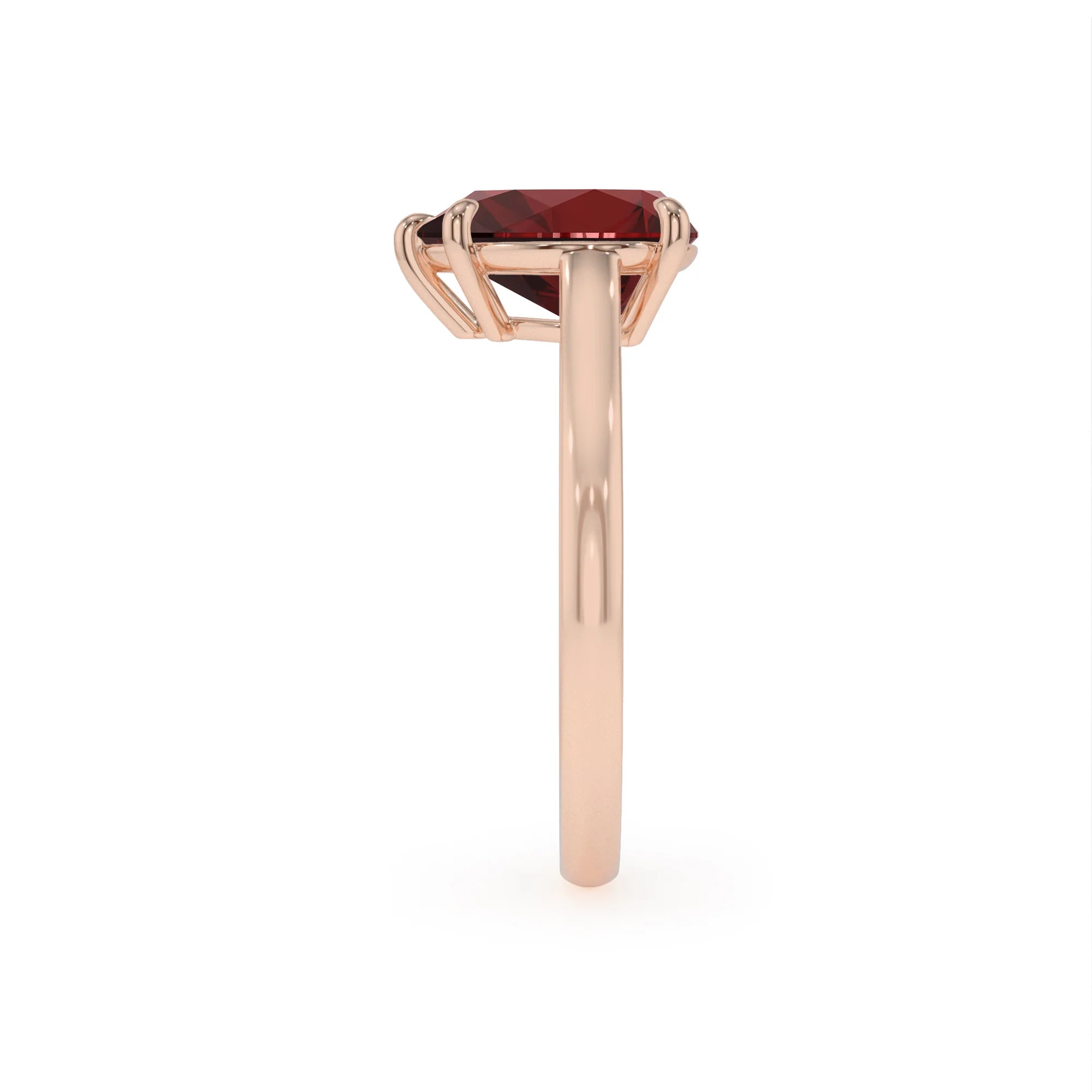 natural garnet pear solitaire rings in rose gold 