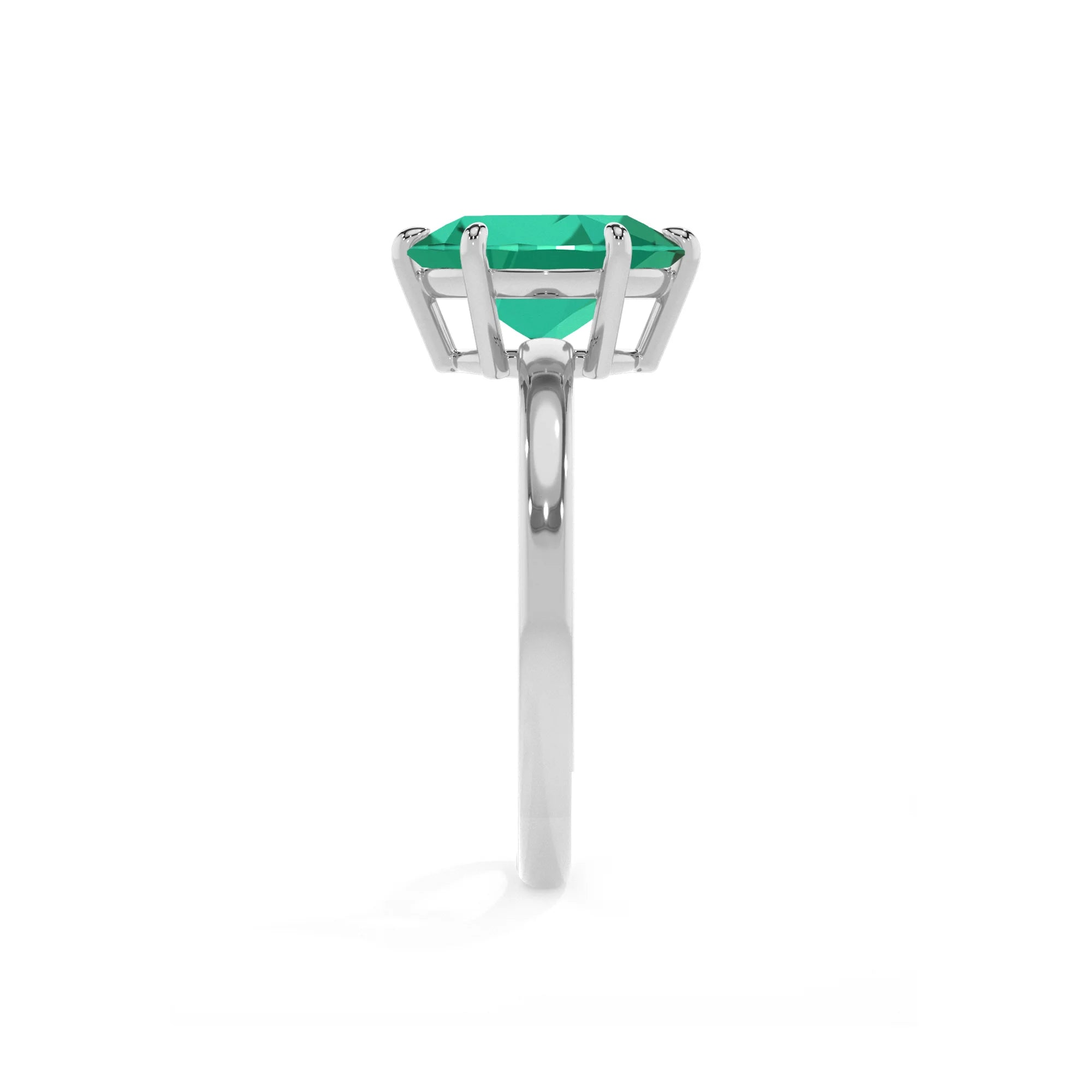 lab grown emerald oval solitaire rings in sterling silver 