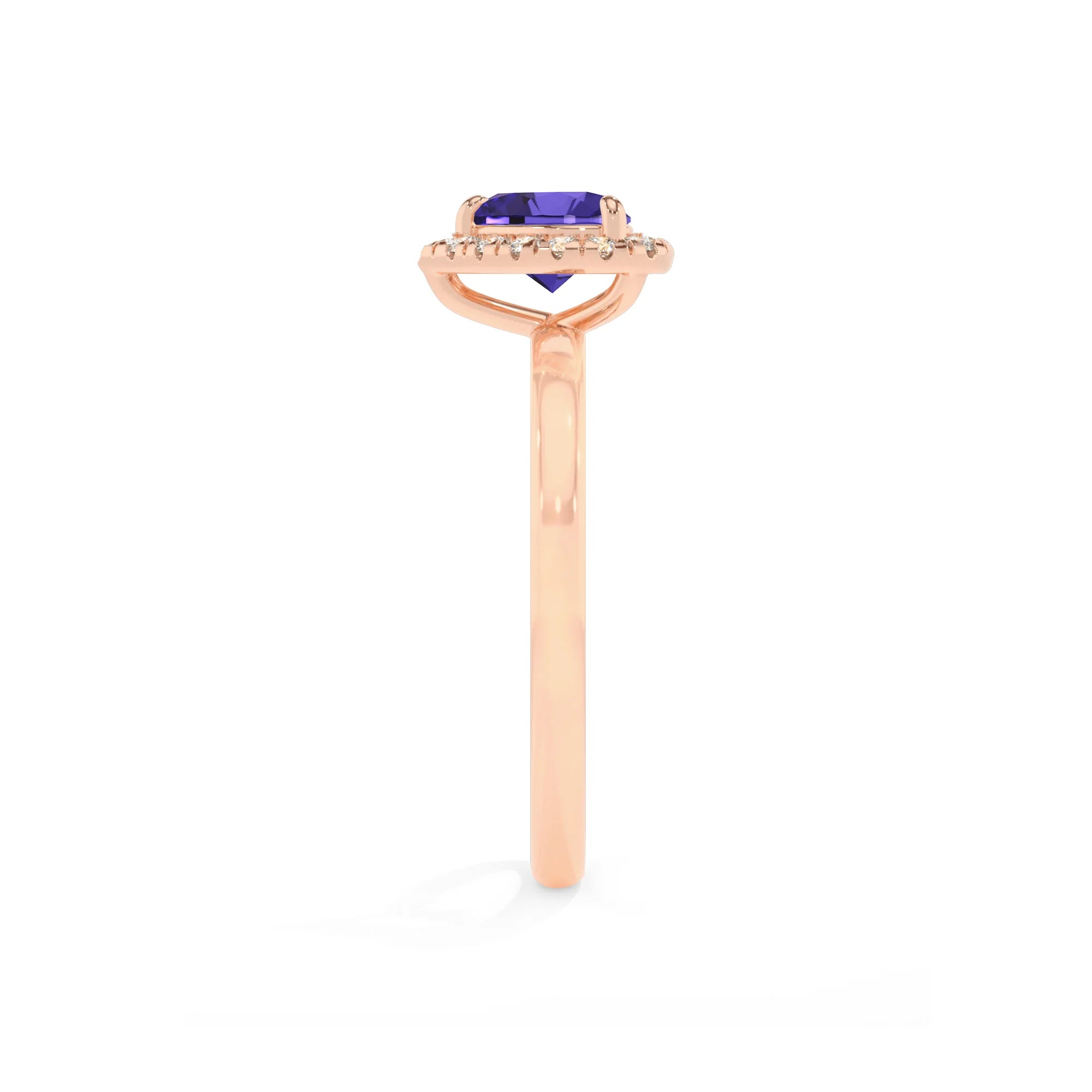 lab grown tanzanite heart solitaire rings in rose gold 