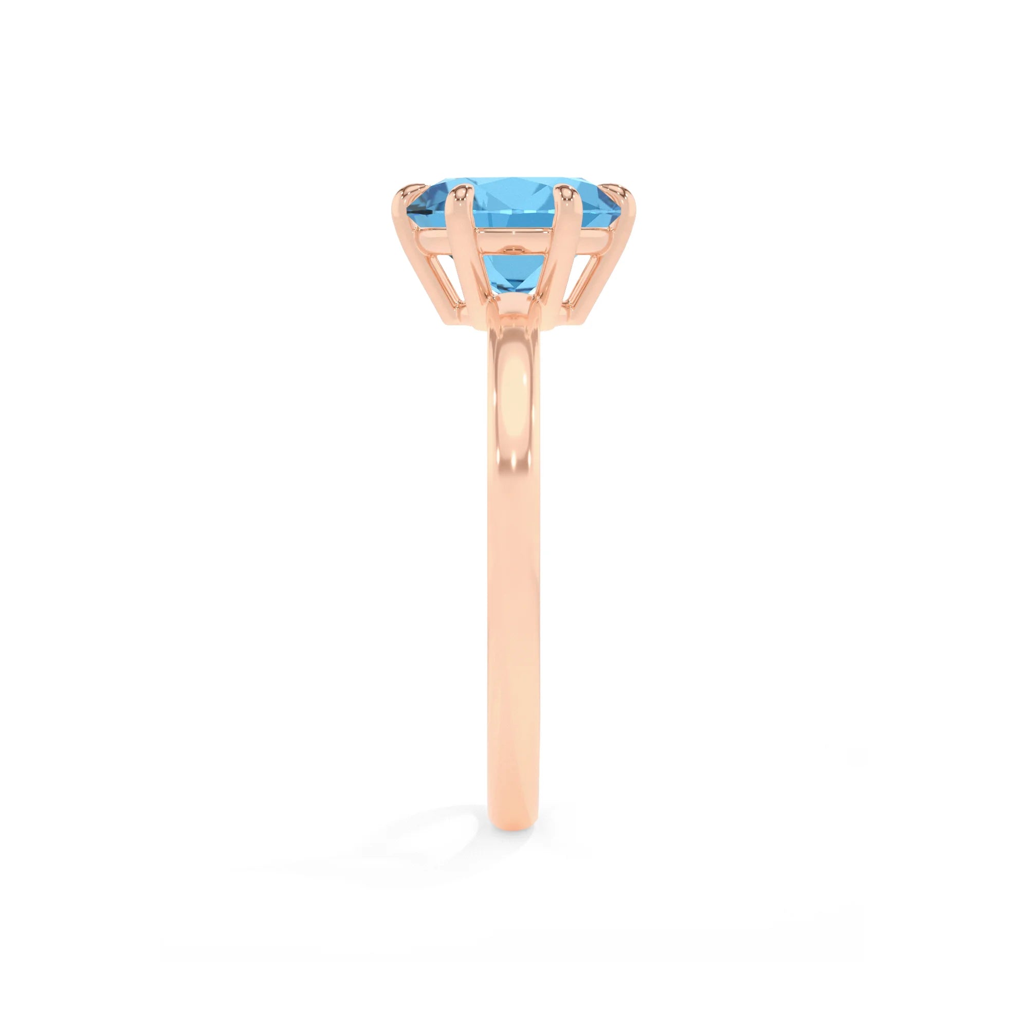 natural swiss-blue-topaz round solitaire rings in rose gold 