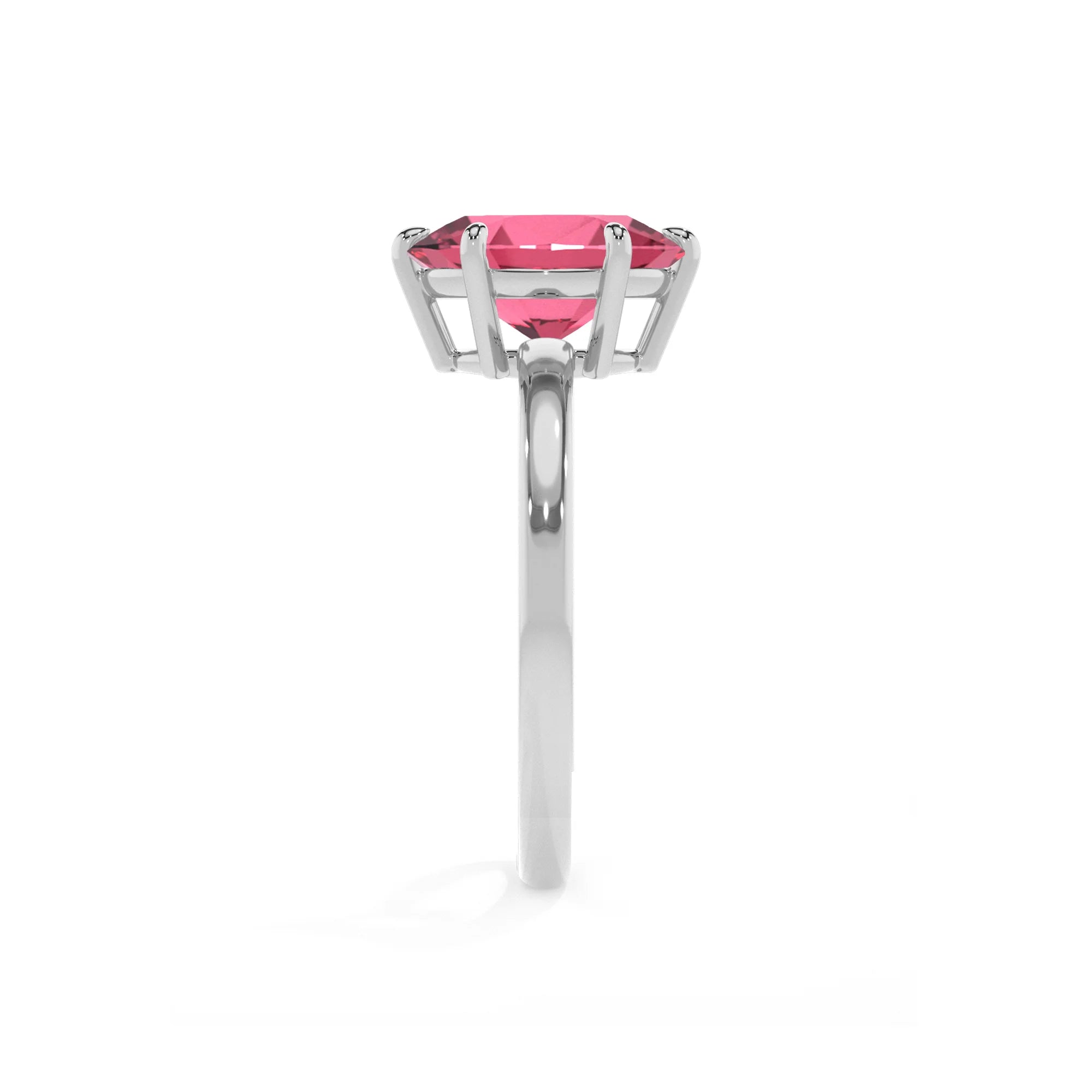 lab grown pink-tourmaline oval solitaire rings in platinum 