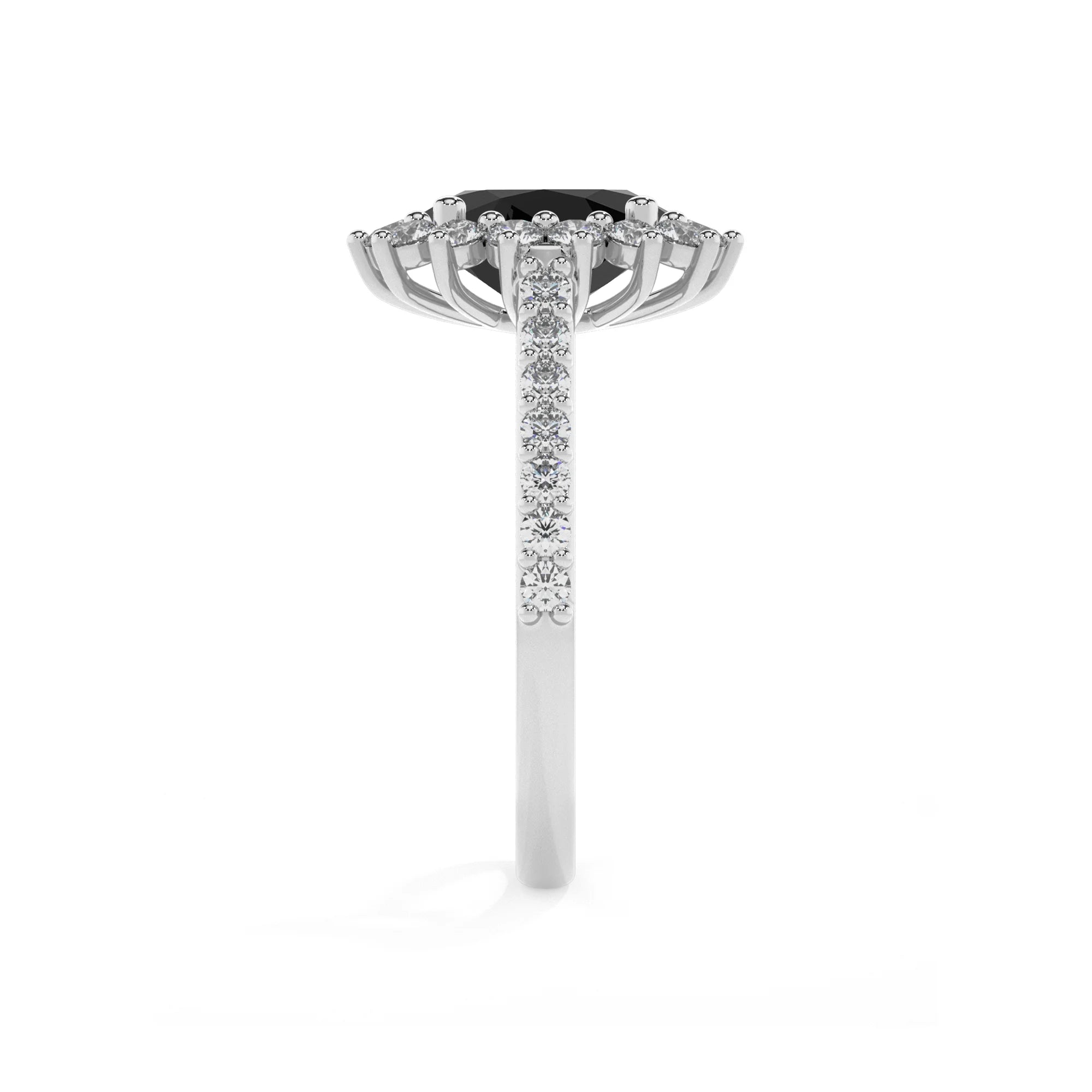 natural black-onyx oval solitaire rings in white gold 