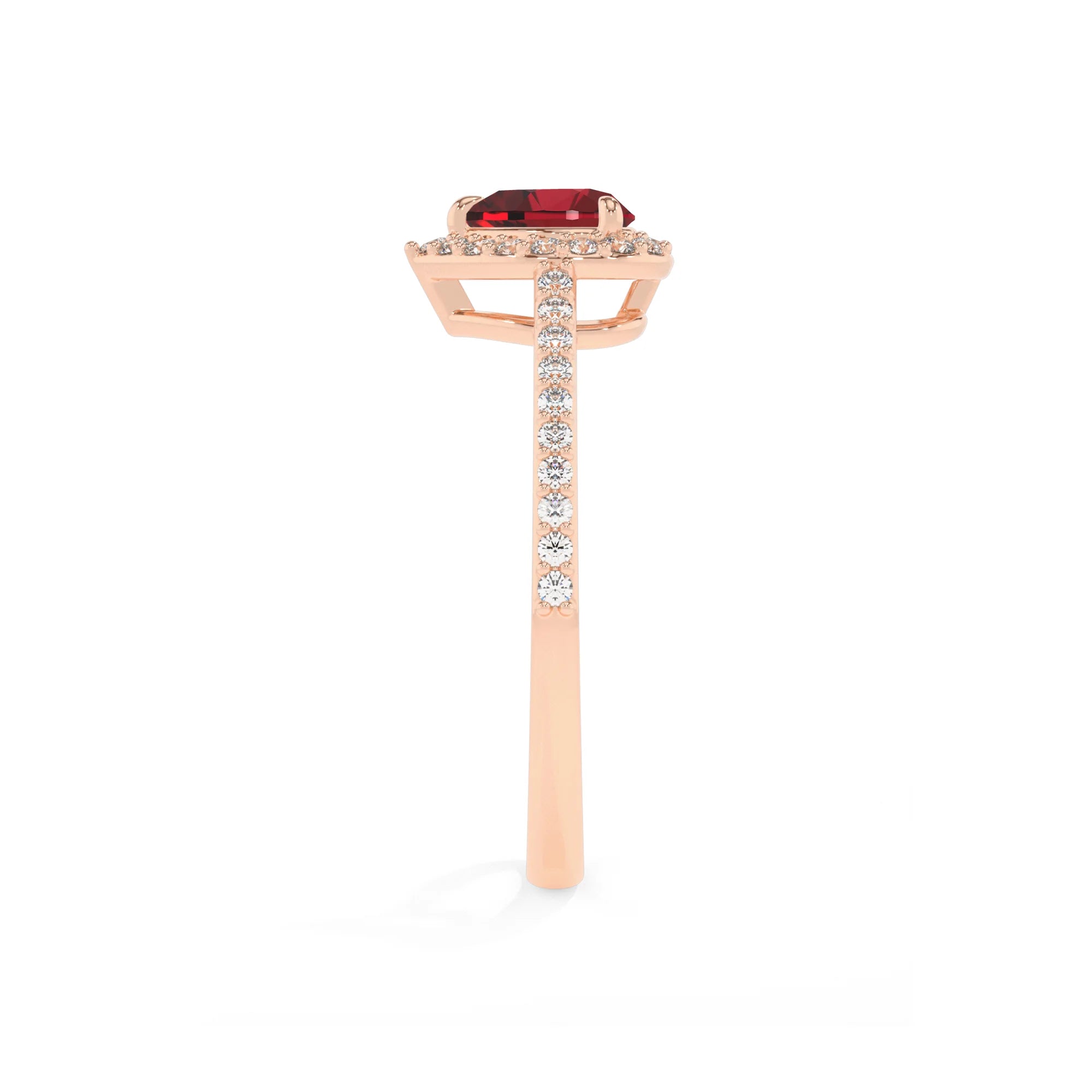 lab grown ruby heart solitaire rings in rose gold 