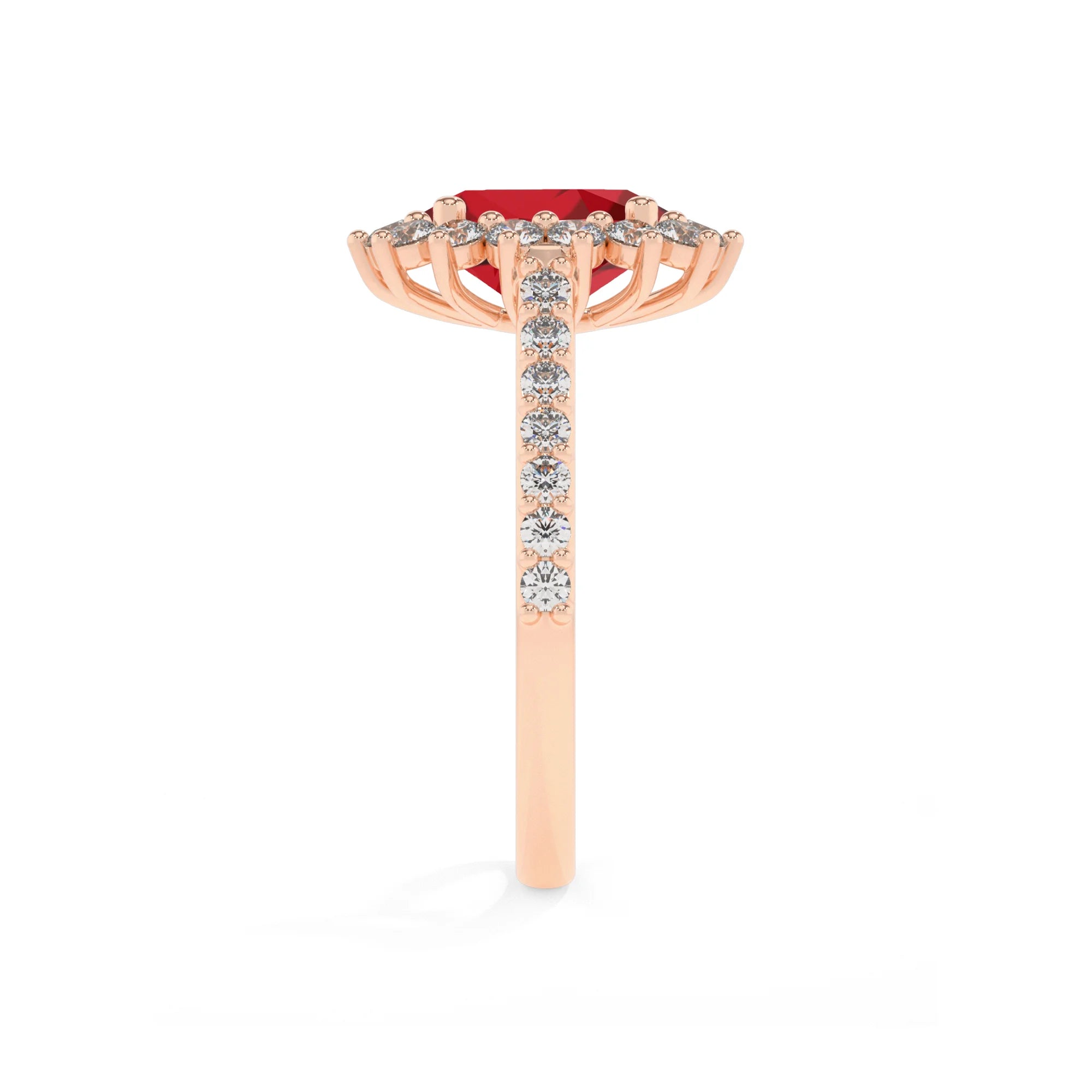 lab grown ruby oval solitaire rings in rose gold 