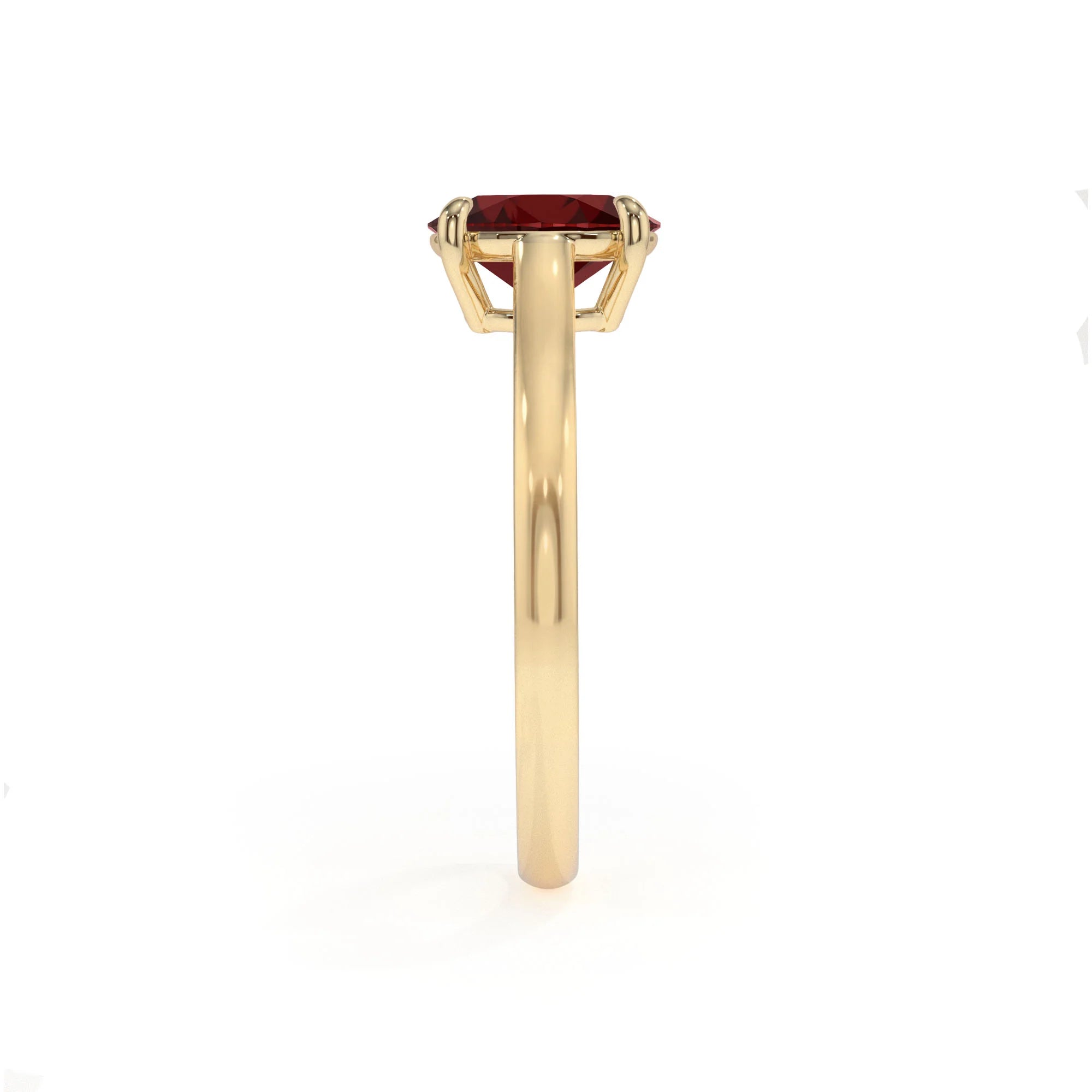 natural garnet oval solitaire rings in yellow gold 
