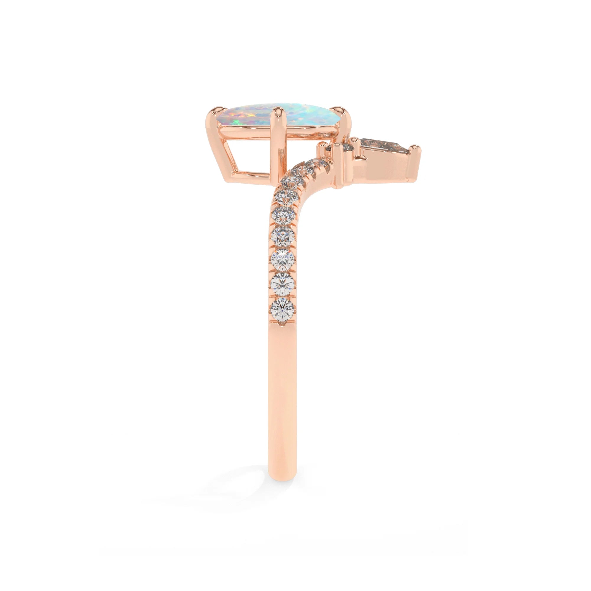 lab grown opal oval solitaire rings in rose gold 