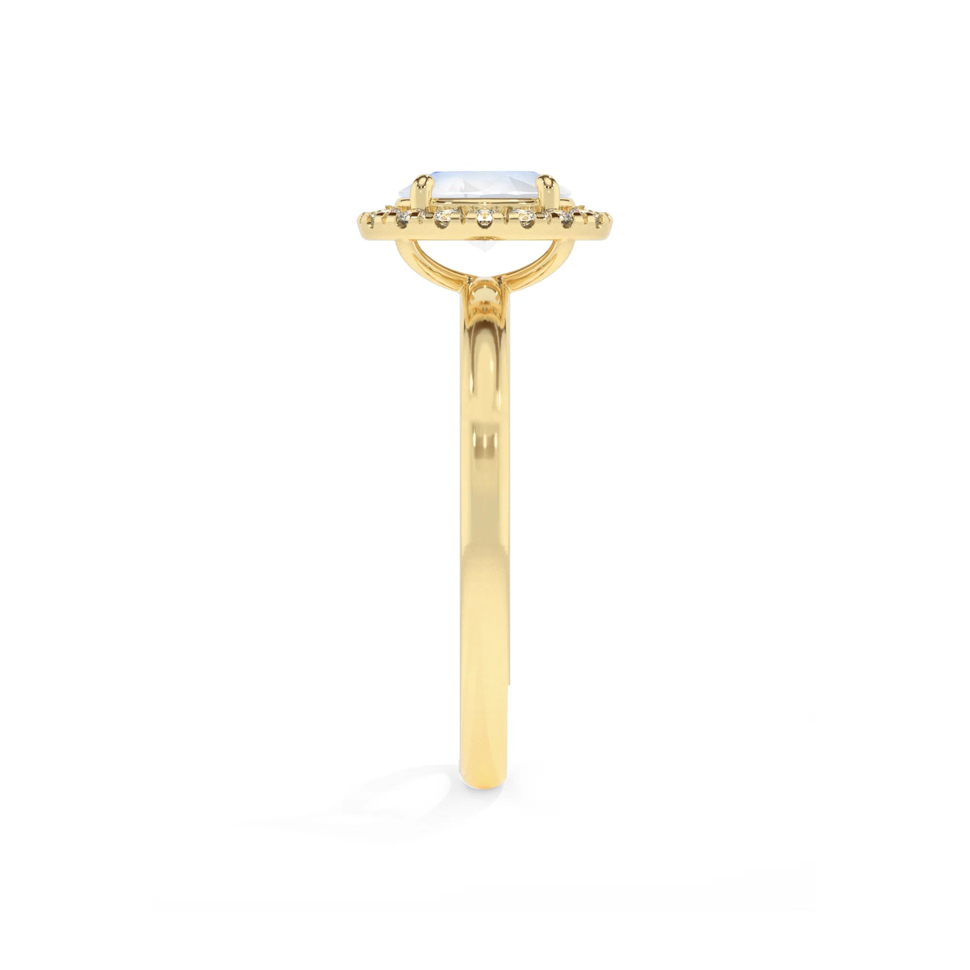 natural rainbow-moonstone oval solitaire rings in yellow gold 