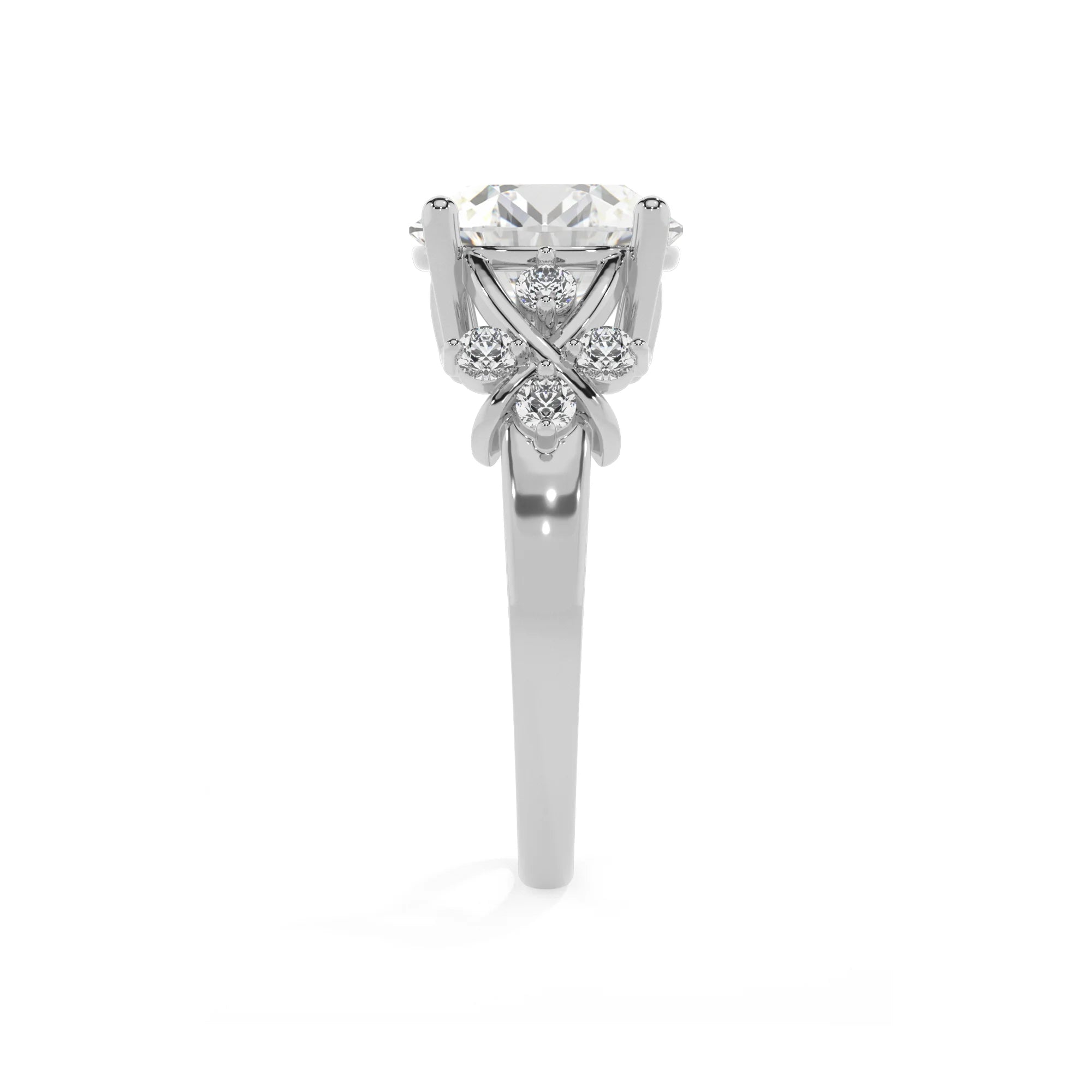 lab grown moissanite round solitaire rings in platinum 
