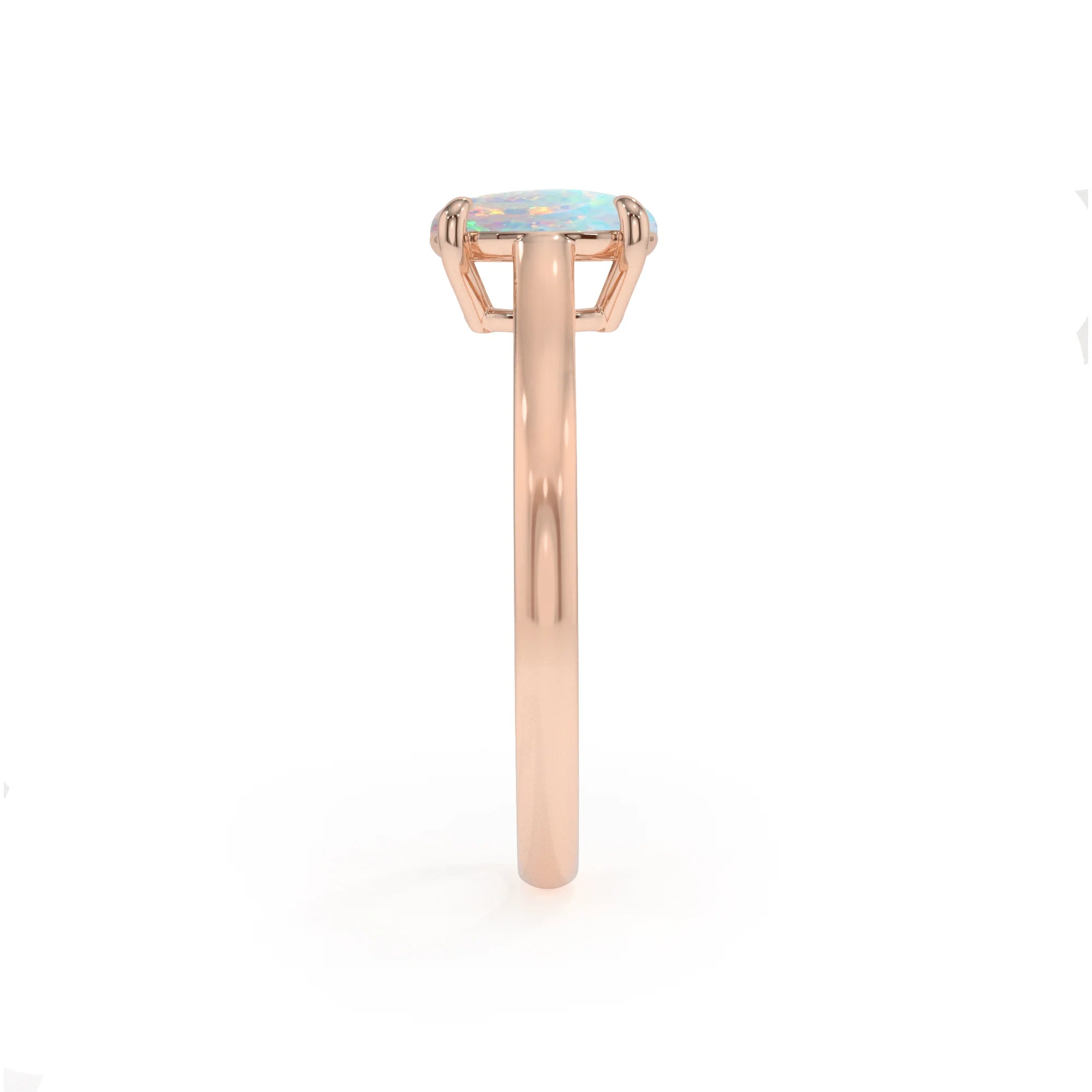 lab grown opal oval solitaire rings in rose gold 