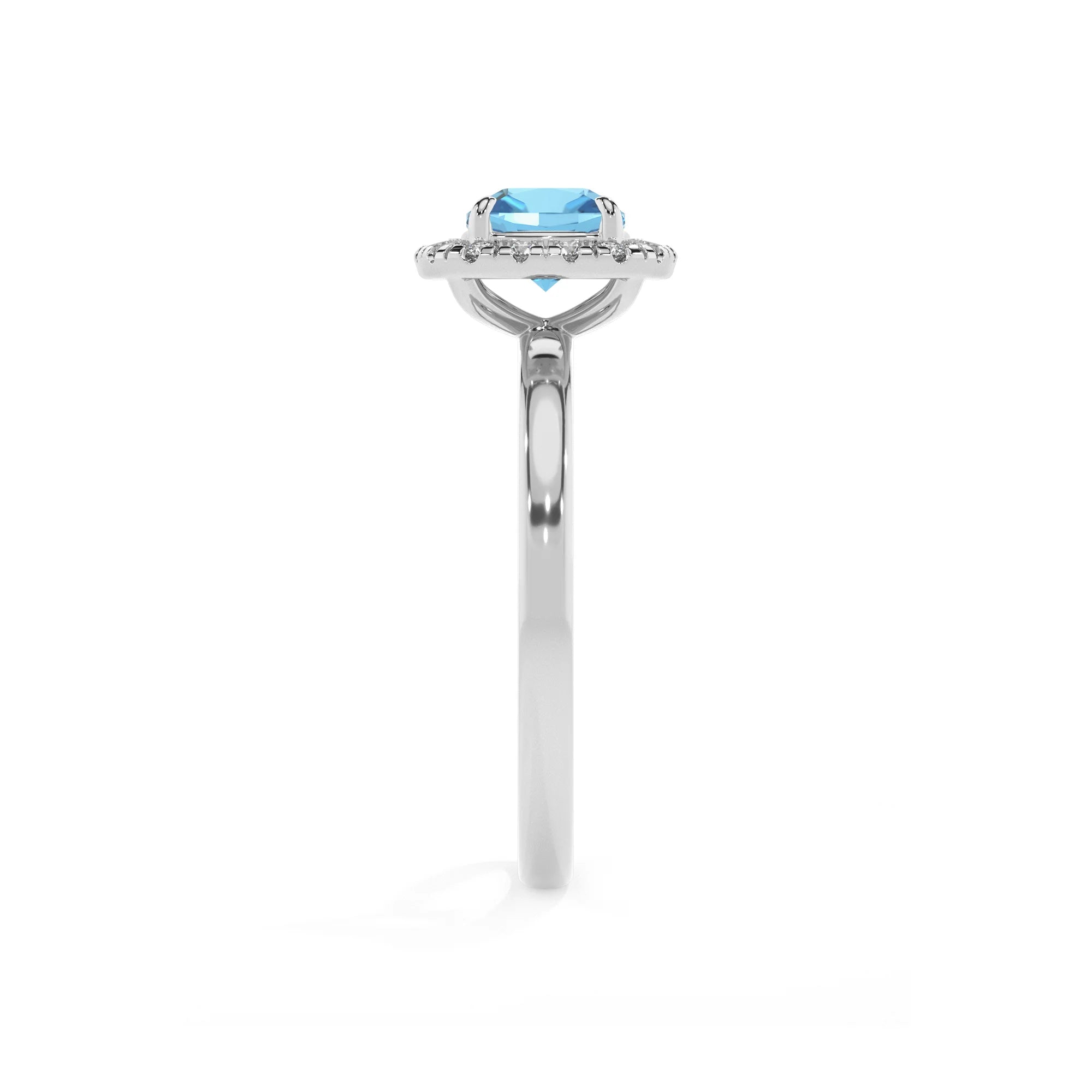 natural swiss-blue-topaz cushion solitaire rings in white gold 