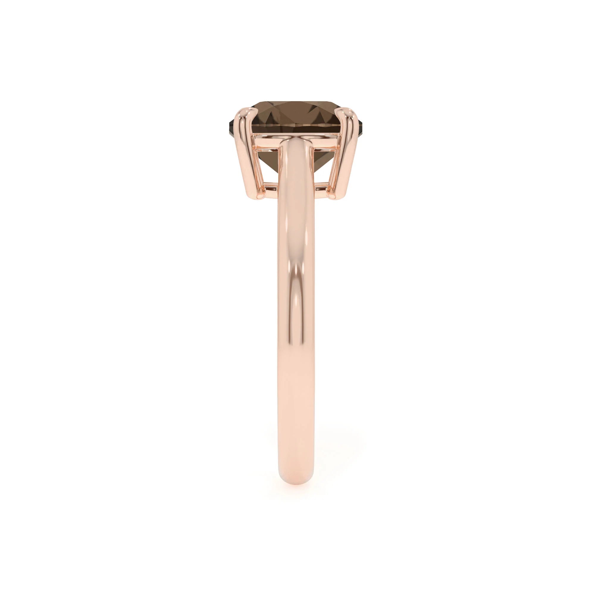 natural smoky-quartz cushion solitaire rings in rose gold 