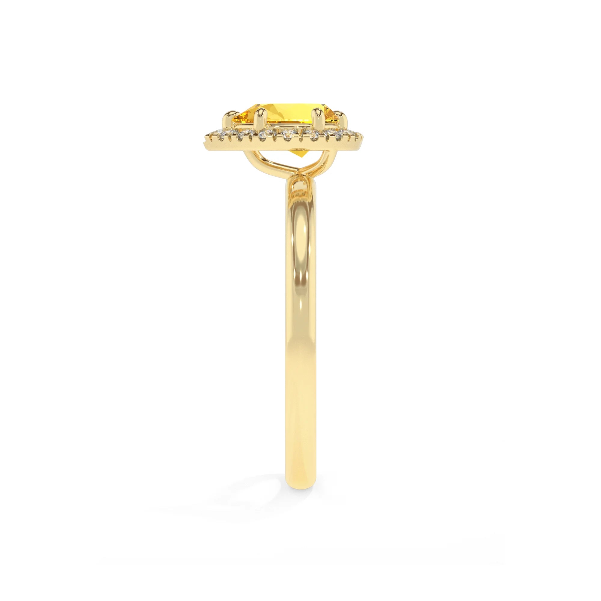 lab grown yellow-sapphire pear solitaire rings in yellow gold 
