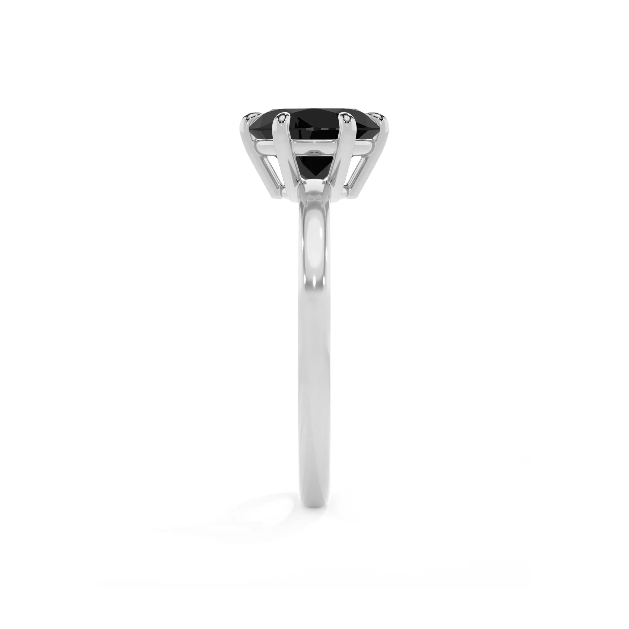 natural black-onyx round solitaire rings in white gold 