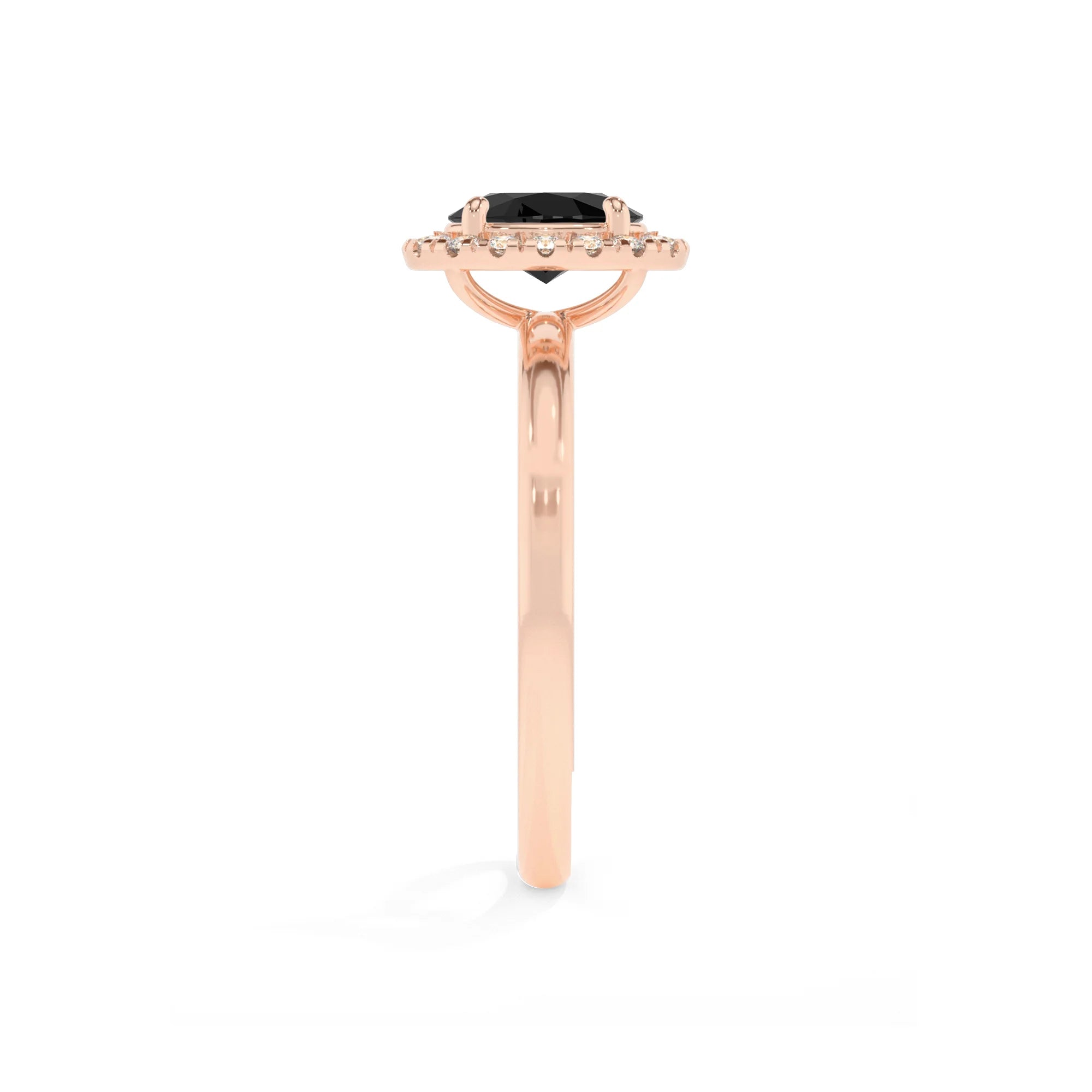 natural black-onyx oval solitaire rings in rose gold 