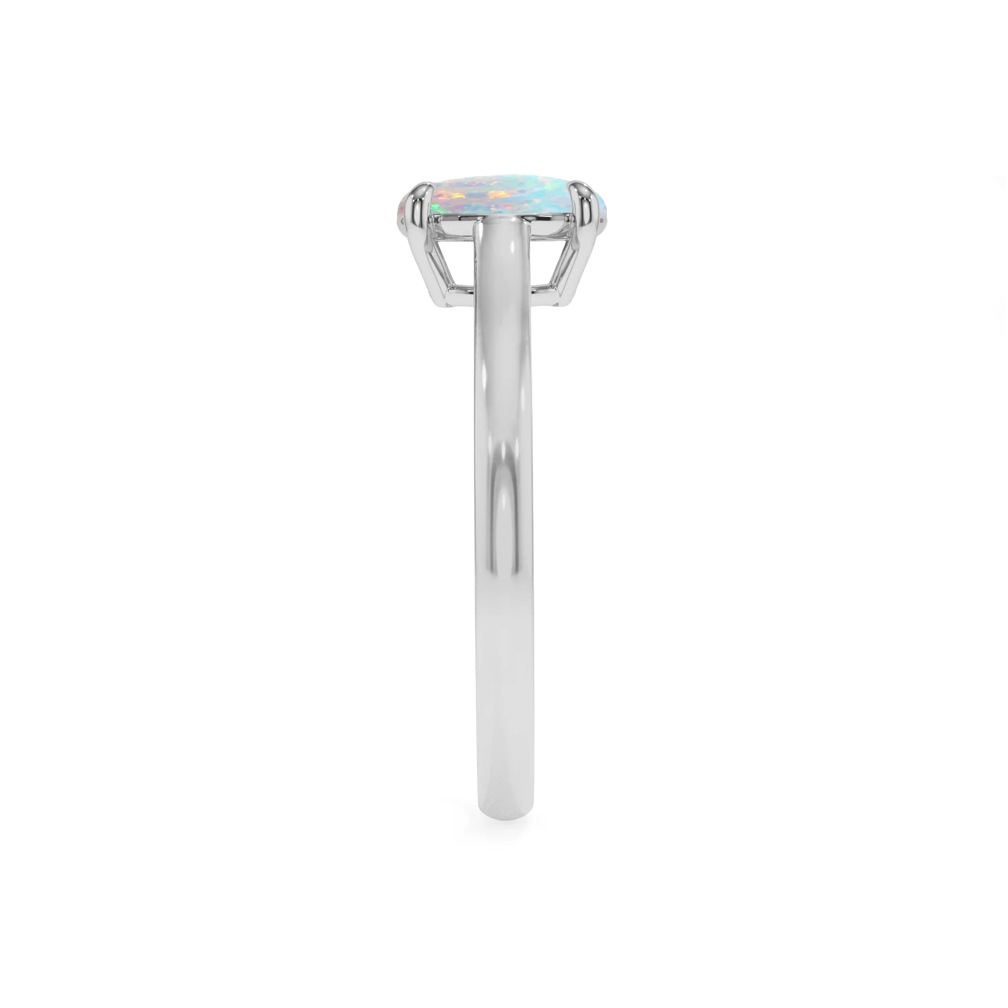 lab grown opal oval solitaire rings in platinum 