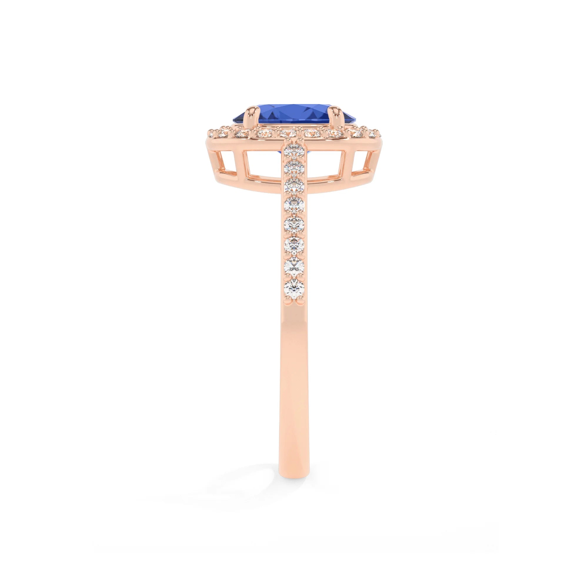 lab grown blue-sapphire oval solitaire rings in rose gold 