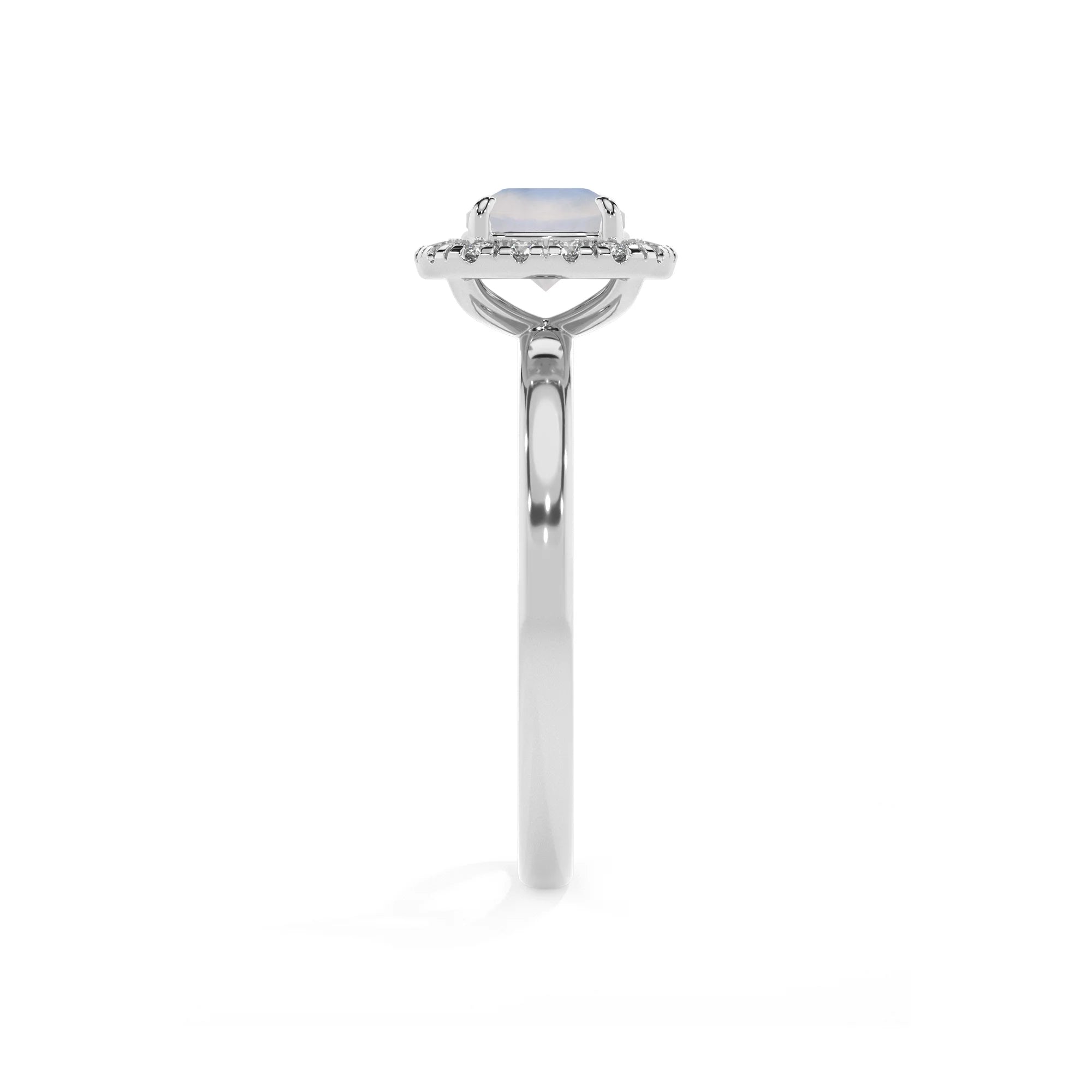 natural rainbow-moonstone cushion solitaire rings in sterling silver 