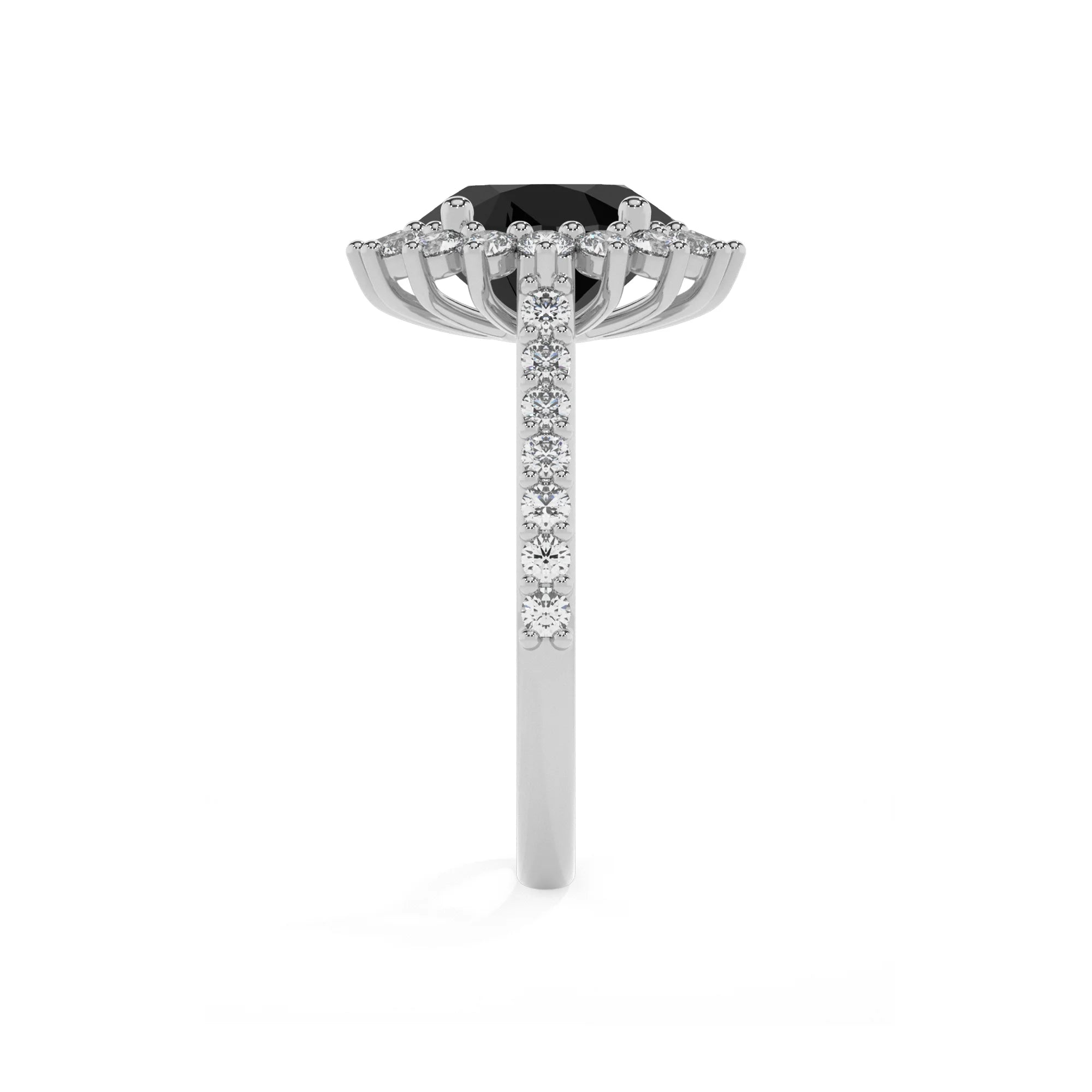 natural black-onyx round solitaire rings in sterling silver 