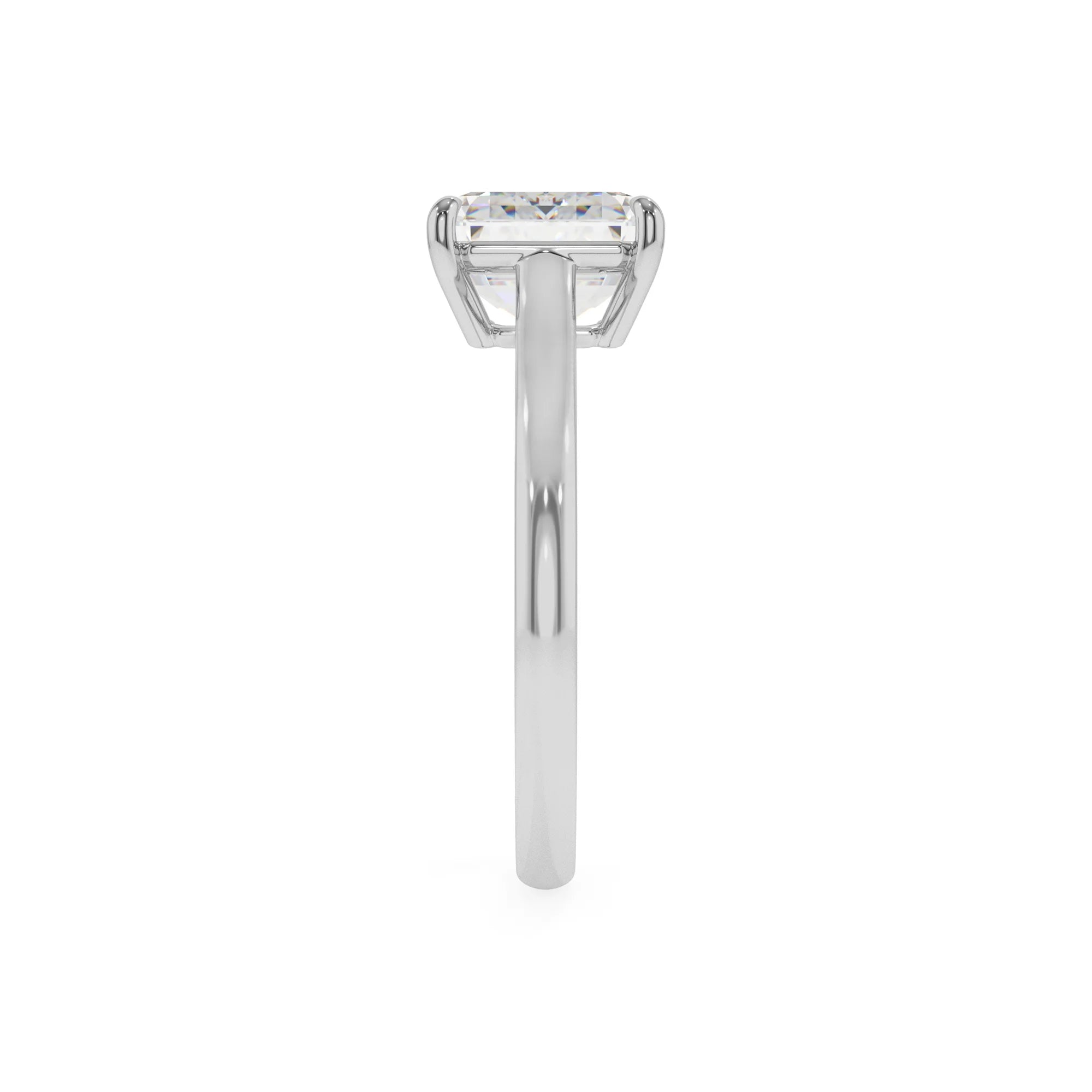 lab grown moissanite asscher solitaire rings in platinum 