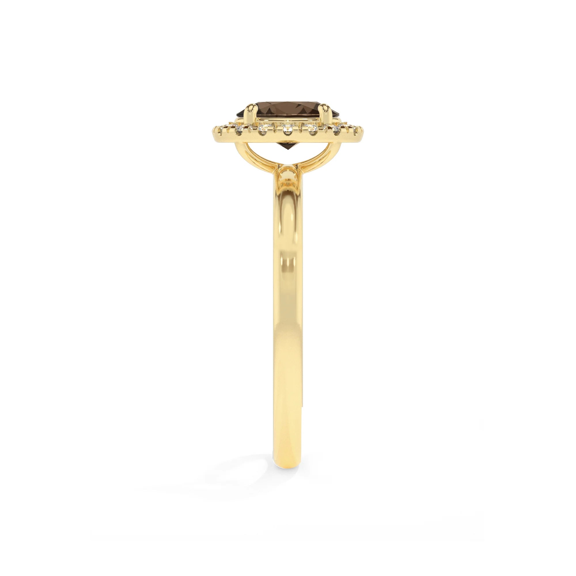 natural smoky-quartz oval solitaire rings in yellow gold 