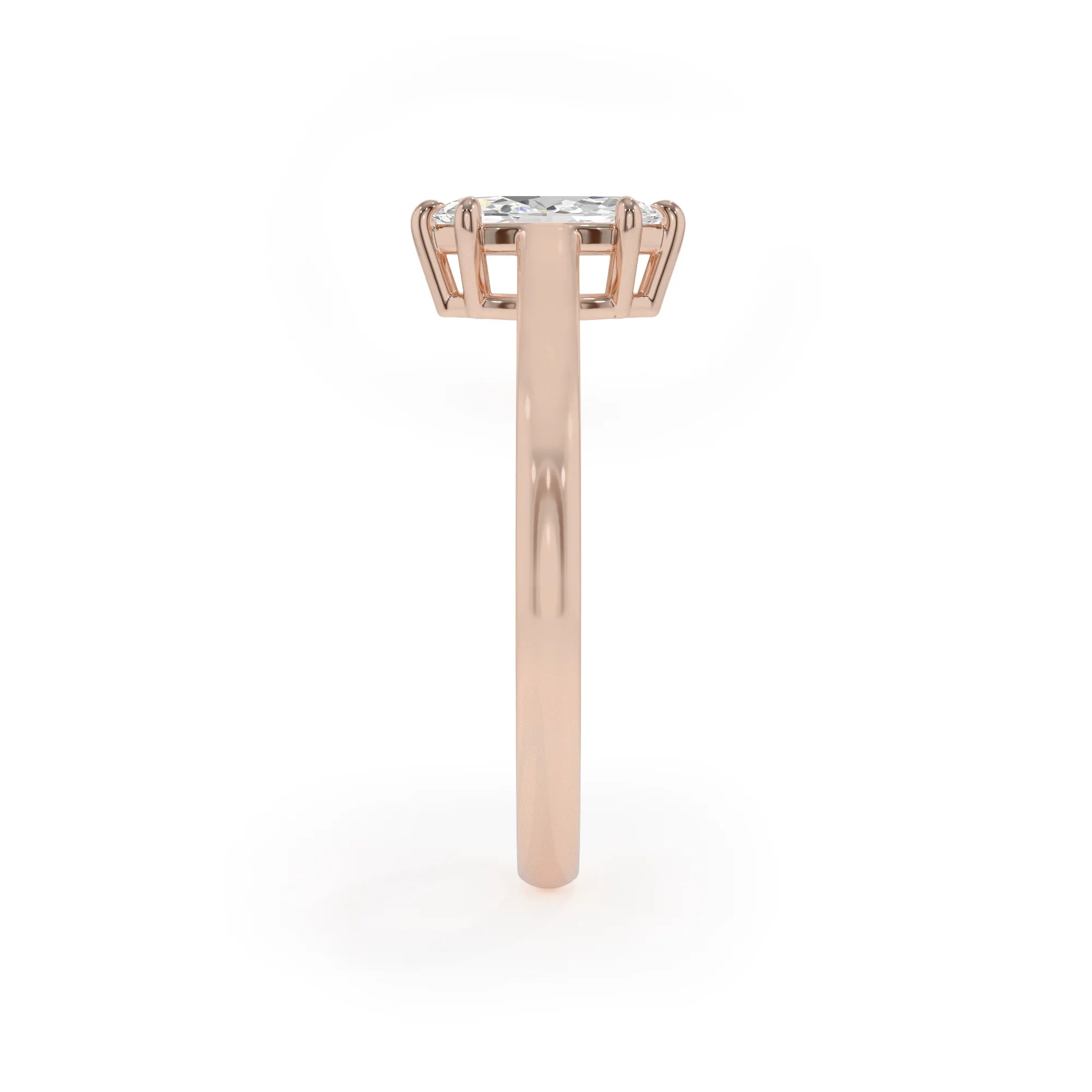 lab grown moissanite marquise solitaire rings in rose gold 