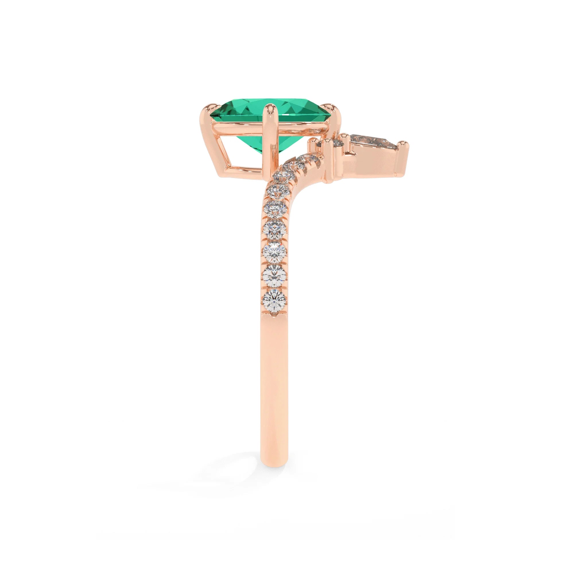 lab grown emerald oval solitaire rings in rose gold 