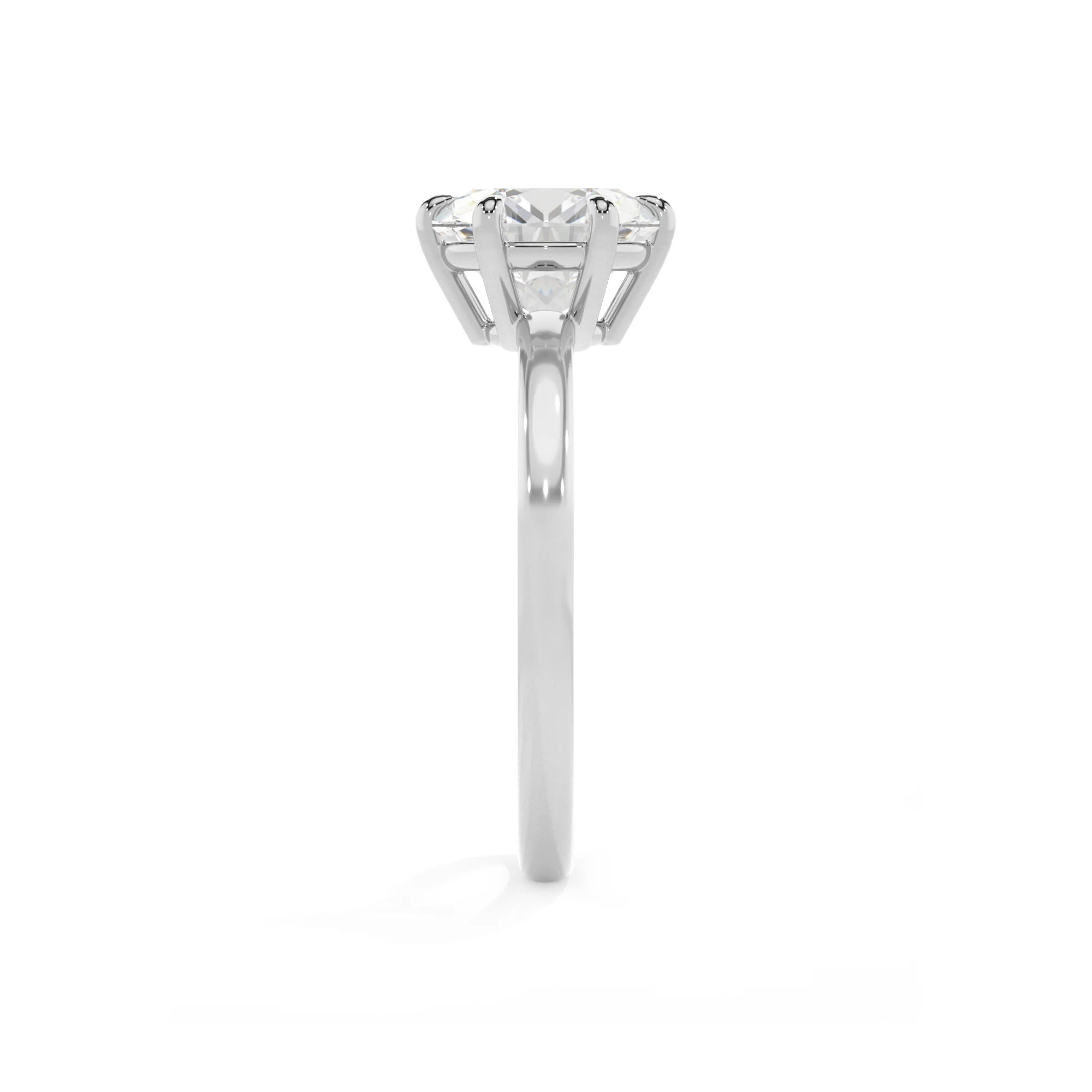 lab grown moissanite round solitaire rings in white gold 