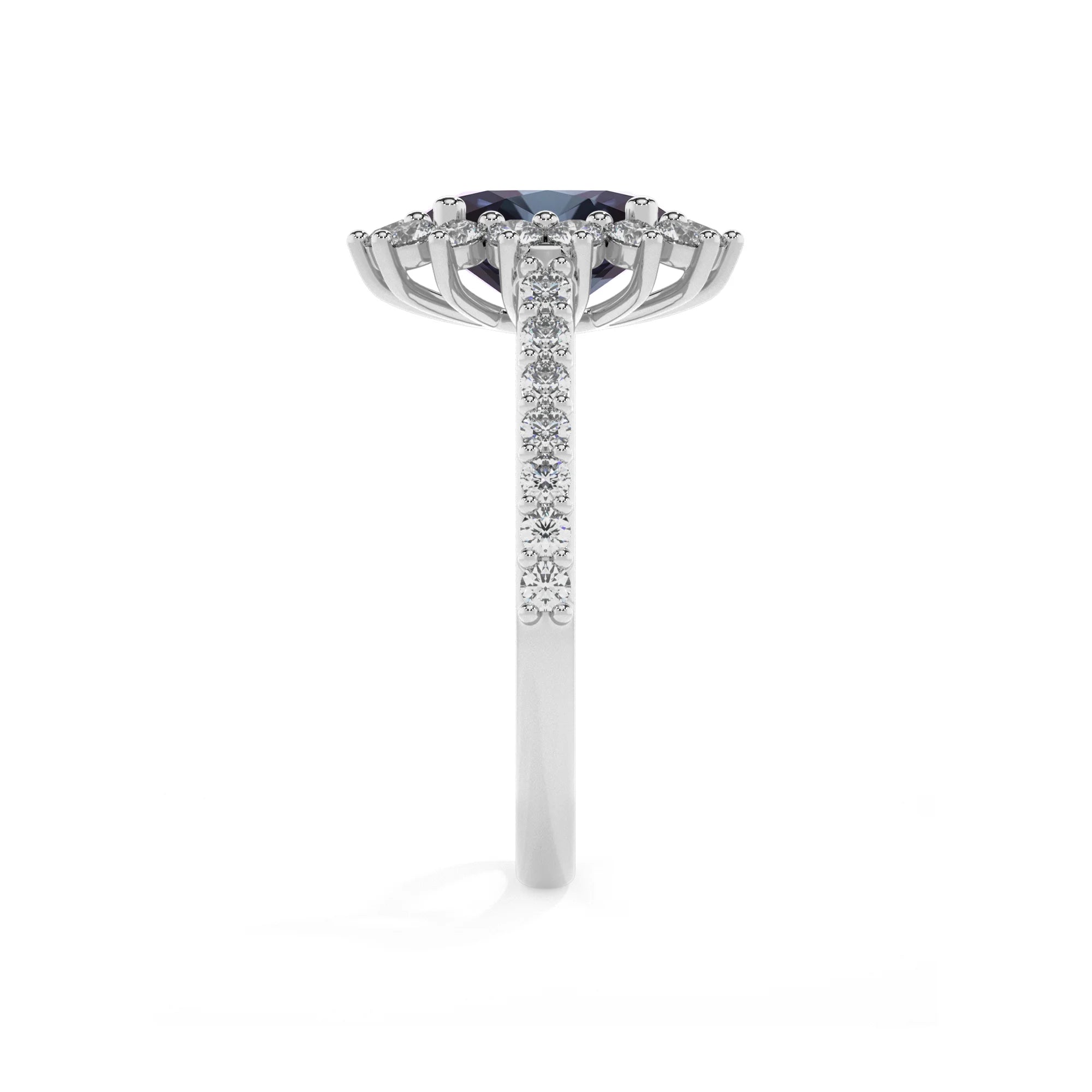 lab grown alexandrite oval solitaire rings in white gold 