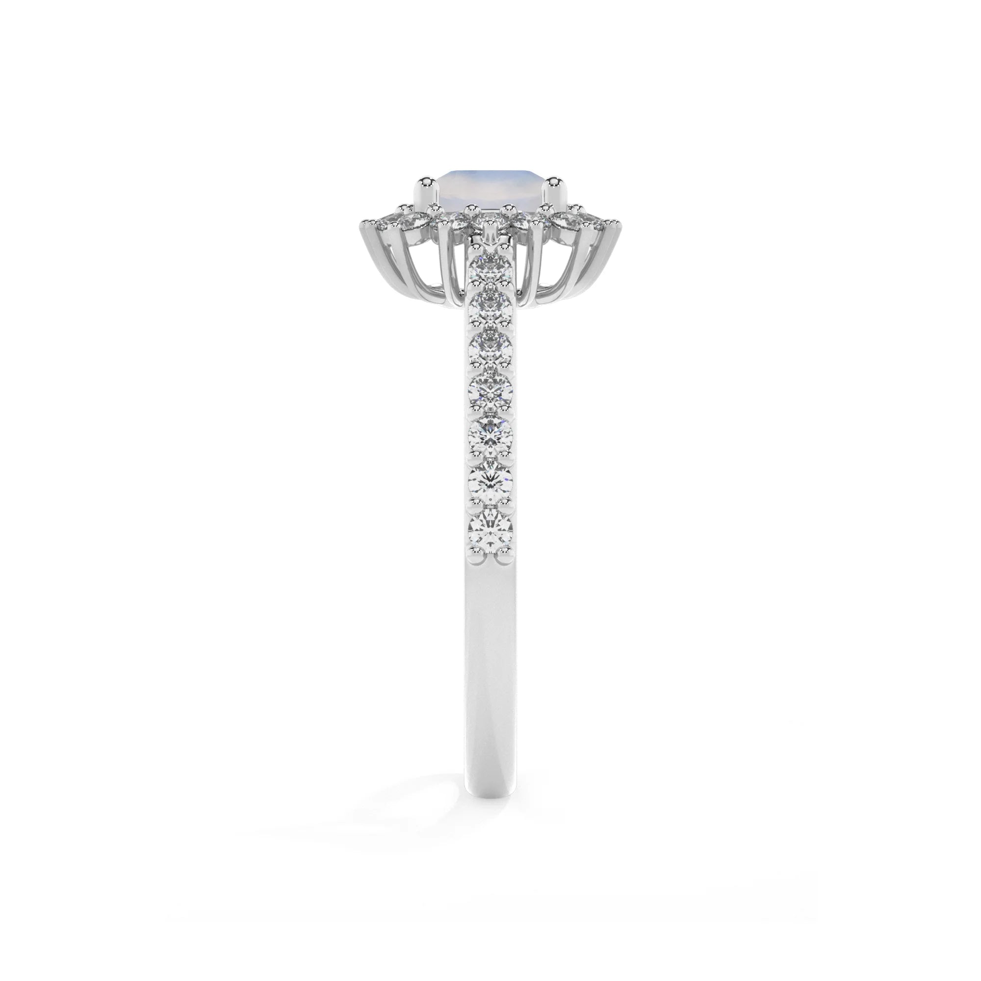 natural rainbow-moonstone cushion solitaire rings in sterling silver 