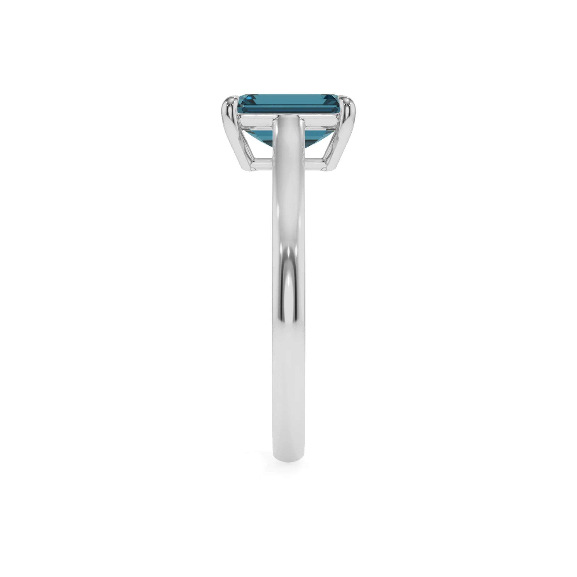 natural london-blue-topaz emerald cut solitaire rings in platinum 