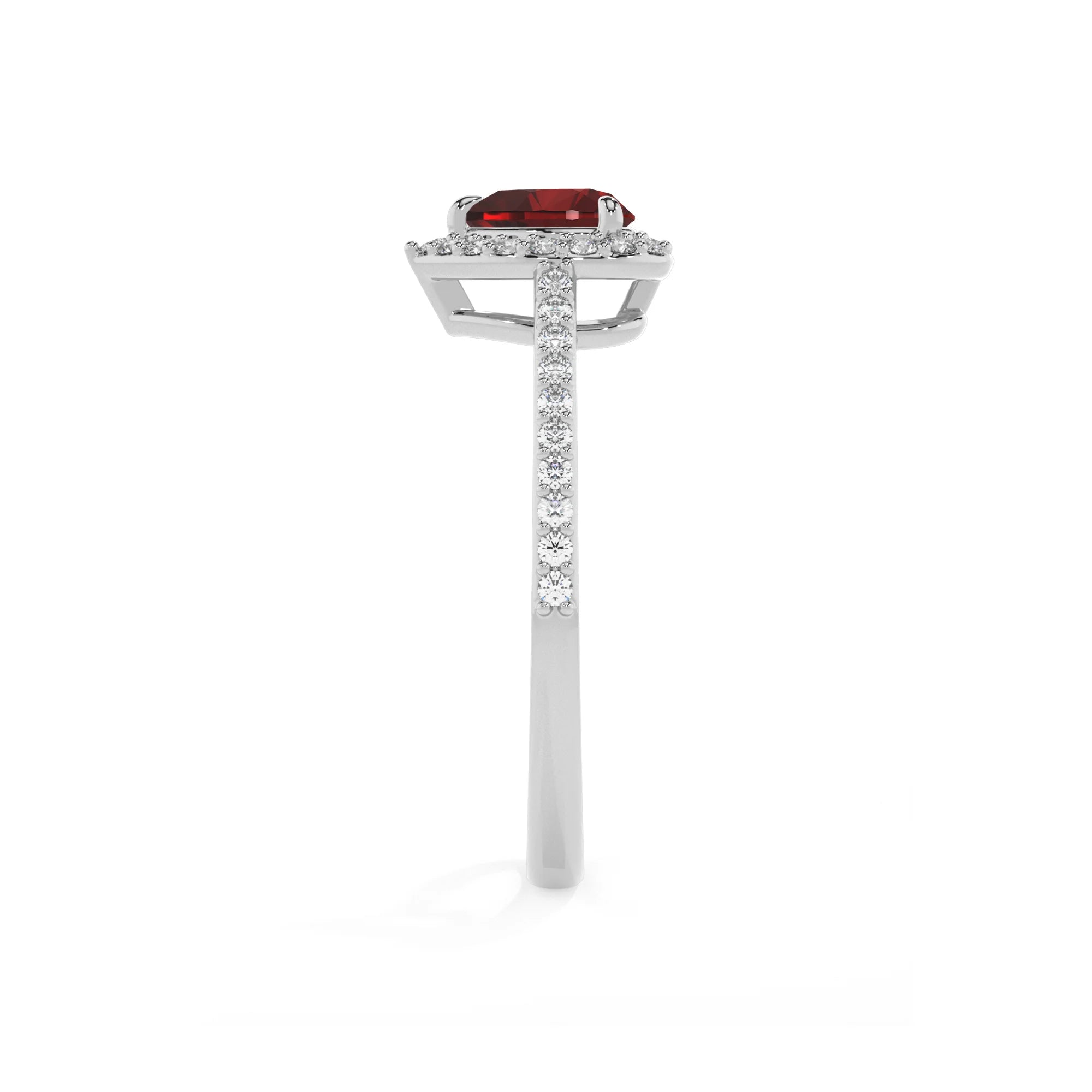natural garnet heart solitaire rings in white gold 
