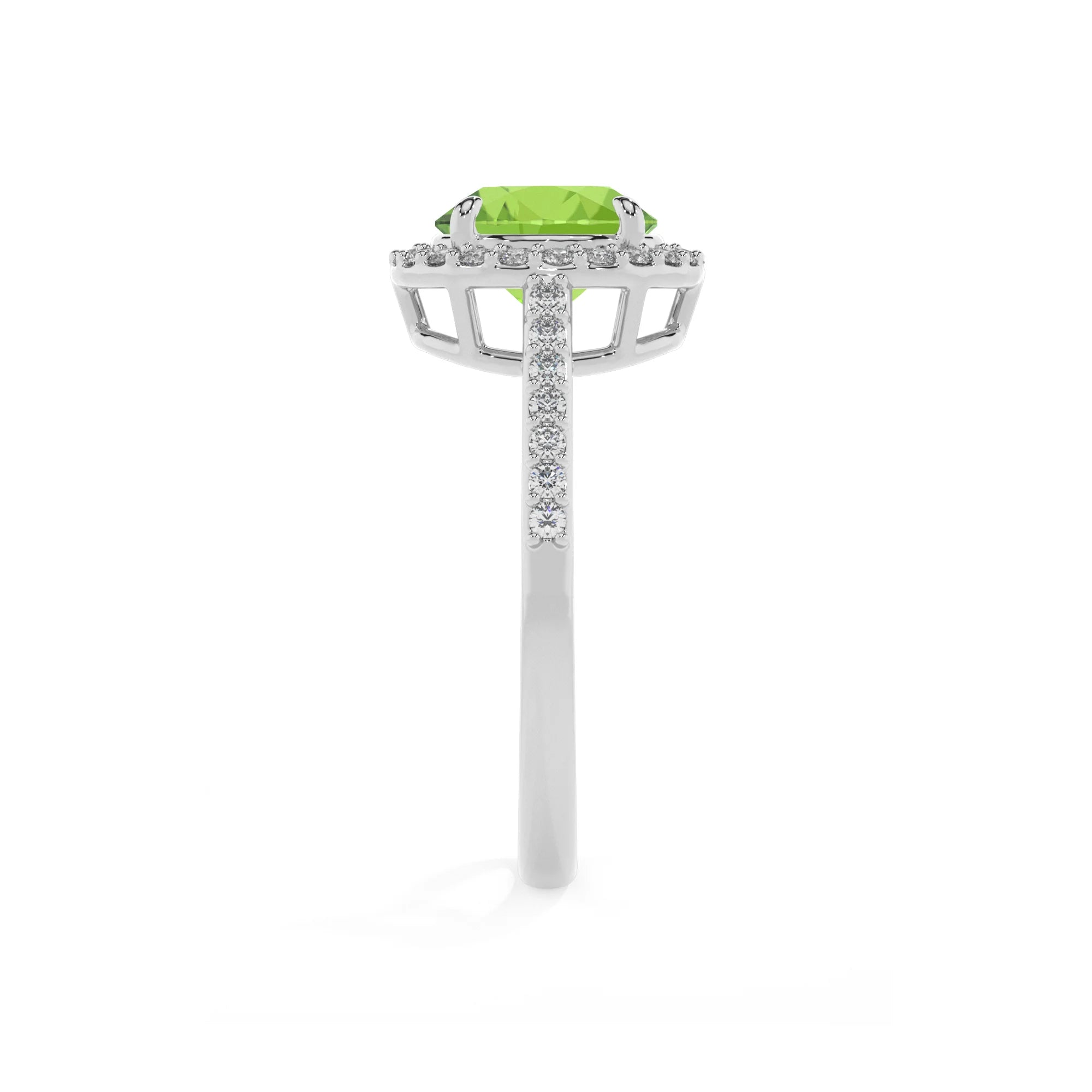 natural peridot round solitaire rings in sterling silver 