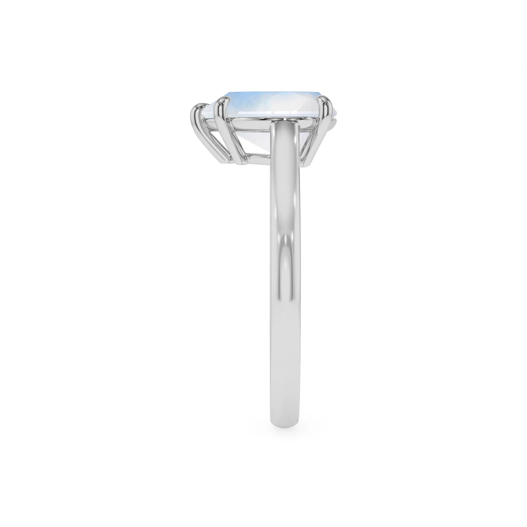 natural rainbow-moonstone pear solitaire rings in white gold 