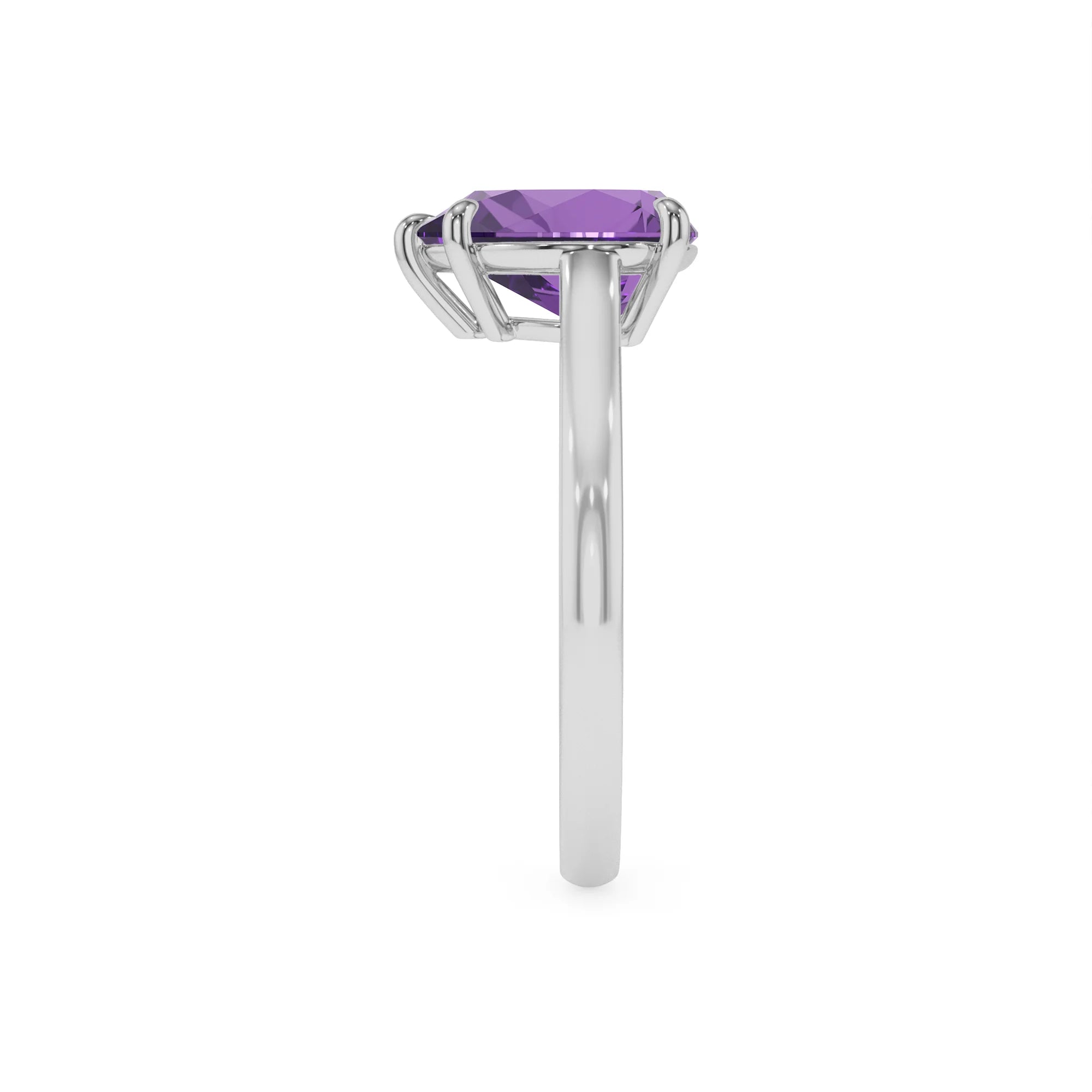 lab grown amethyst pear solitaire rings in white gold 